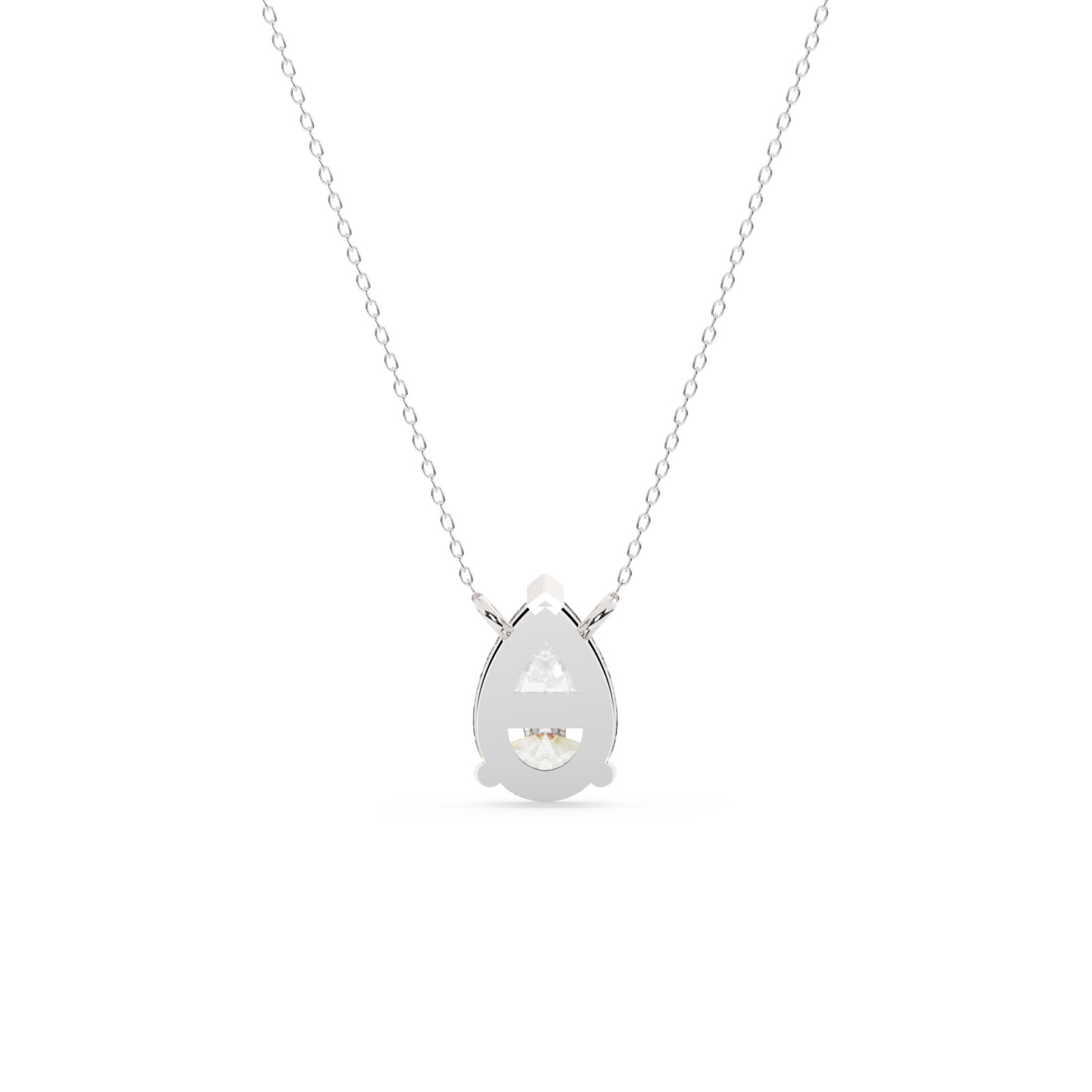 מבצע מיוחד תליון סוליטר עם שרשרת דקה דגם 50080 זהב לבן 14 קראט במרכז יהלום מעבדה במשקל כולל של 2 קראט בחיתוך טיפה עם תעודה גמולוגית אירופאית IGI – תמונה 4