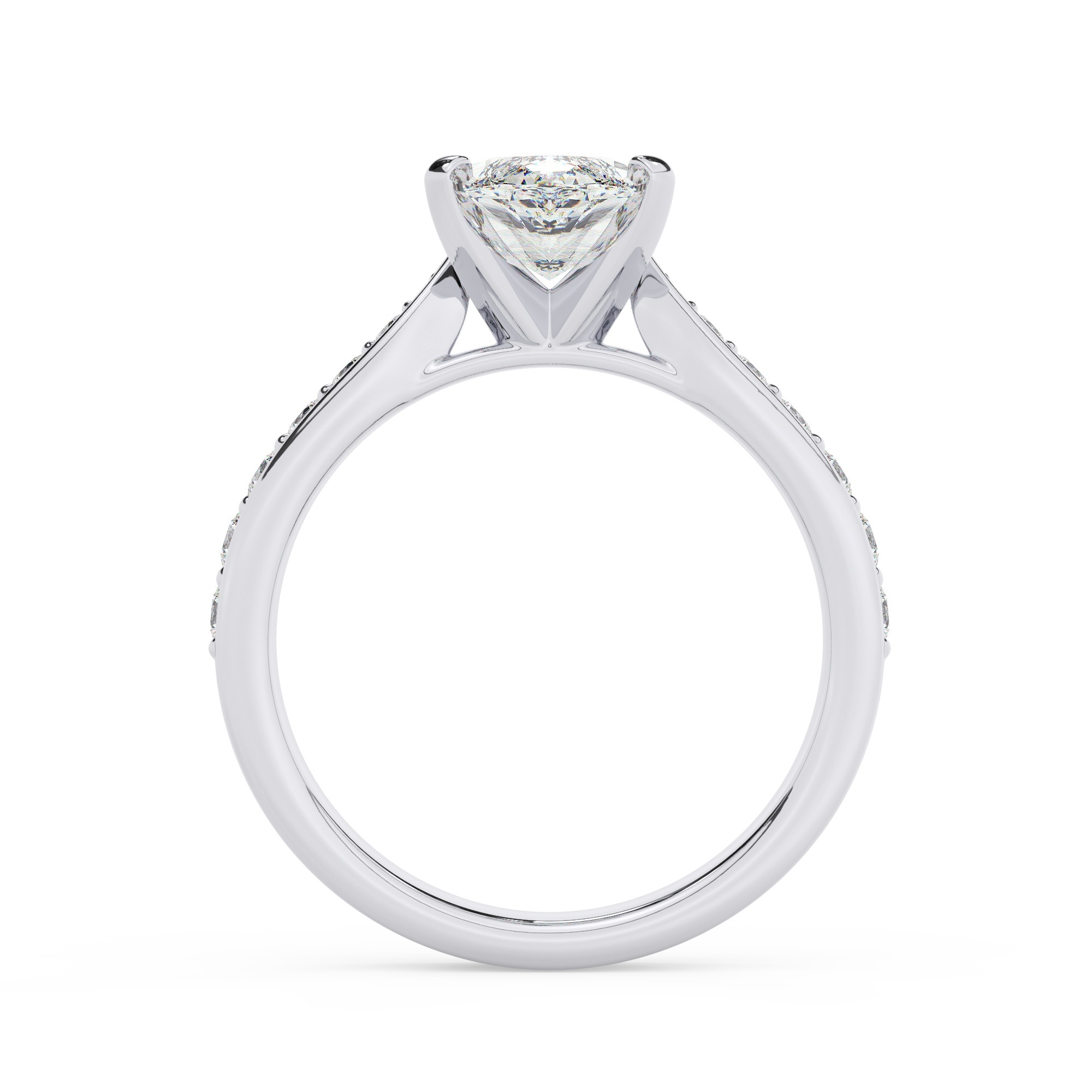 טבעת אירוסין סוליטר וזירקונים בצדדים דגם 50017 זהב לבן 14 קראט במרכז זירקוניה 5 קראט בחיתוך מרקיזה מסביב ובצדדים זירקונים בחיתוך עגול – תמונה 3