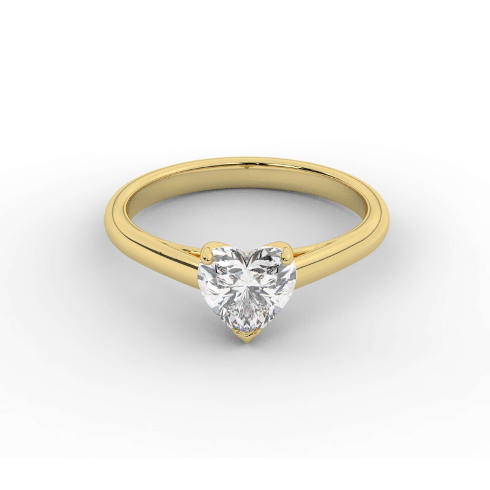 טבעת אירוסין סוליטר דגם 50029 זהב צהוב 14 קראט במרכז זירקוניה במשקל כולל של 1.50 קראט בחיתוך לב עם תעודה גמולוגית – תמונה 2