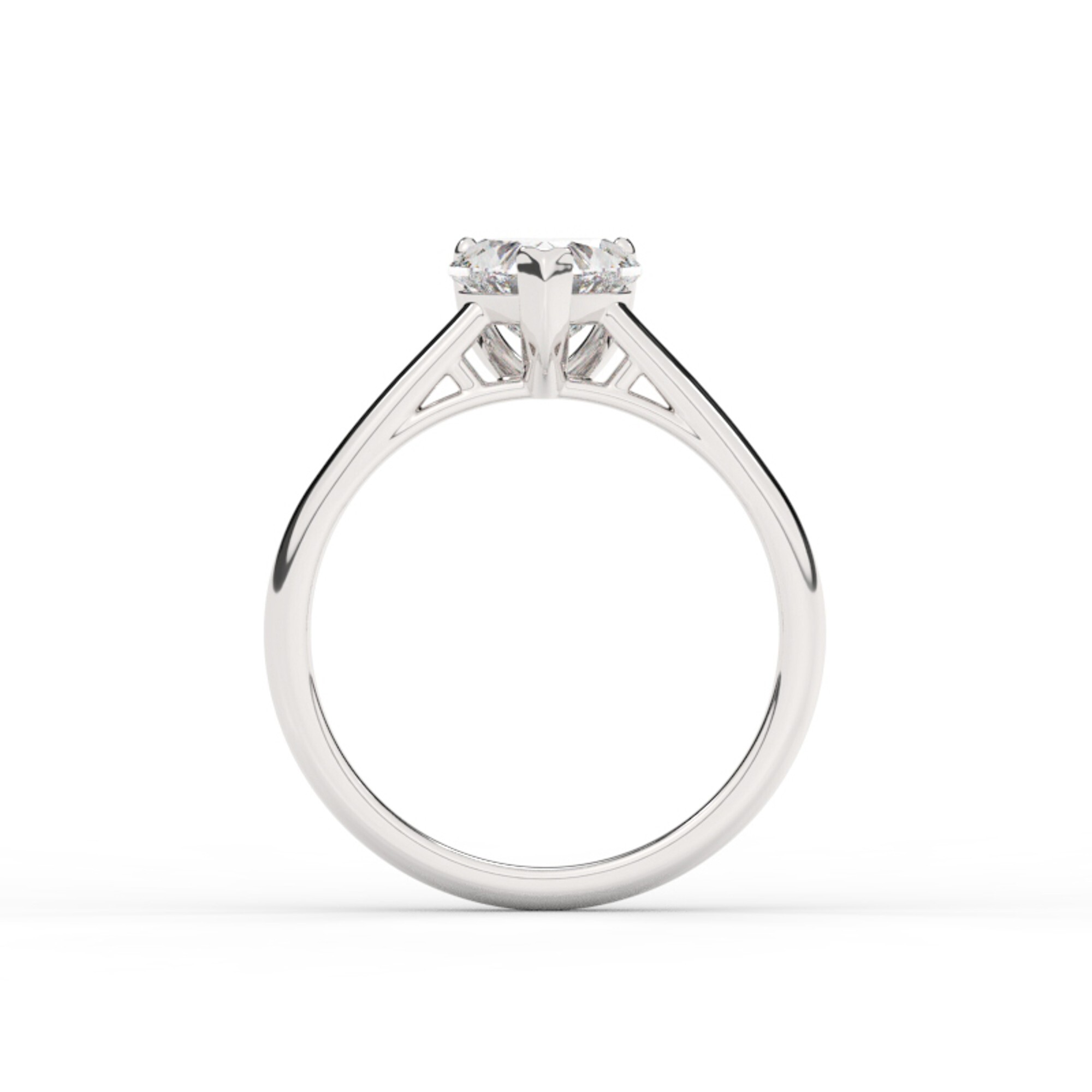 טבעת אירוסין סוליטר דגם 50029 זהב לבן 14 קראט במרכז זירקוניה במשקל כולל של 4 קראט בחיתוך לב עם תעודה גמולוגית – תמונה 3