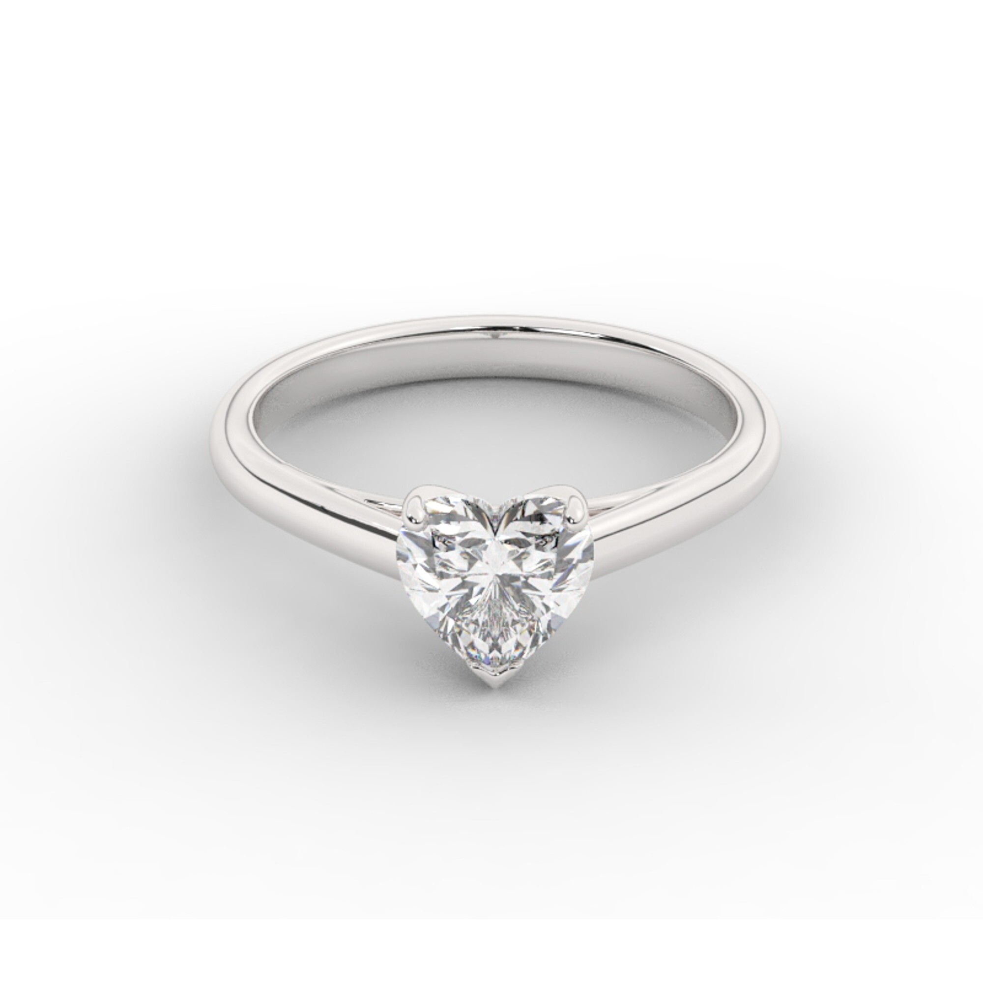 טבעת אירוסין סוליטר דגם 50029 זהב לבן 14 קראט במרכז זירקוניה במשקל כולל של 4 קראט בחיתוך לב עם תעודה גמולוגית – תמונה 2