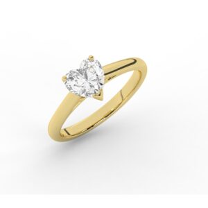 טבעת אירוסין סוליטר דגם 50029 זהב צהוב 14 קראט במרכז זירקוניה במשקל כולל של 5 קראט בחיתוך לב עם תעודה גמולוגית