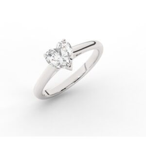 טבעת אירוסין סוליטר דגם 50029 זהב לבן 14 קראט במרכז זירקוניה במשקל כולל של 5 קראט בחיתוך לב עם תעודה גמולוגית