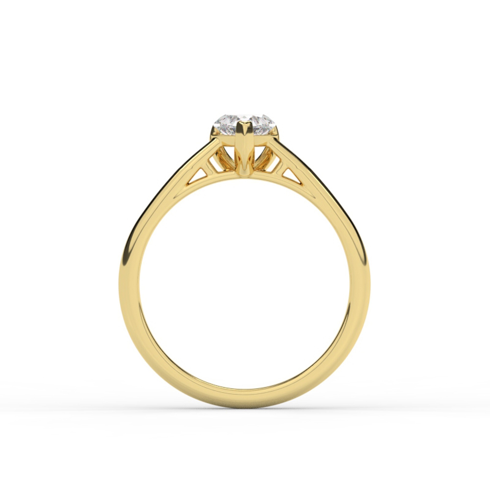 טבעת אירוסין סוליטר דגם 50029 זהב צהוב 14 קראט במרכז זירקוניה במשקל כולל של 0.50 קראט בחיתוך לב עם תעודה גמולוגית – תמונה 3