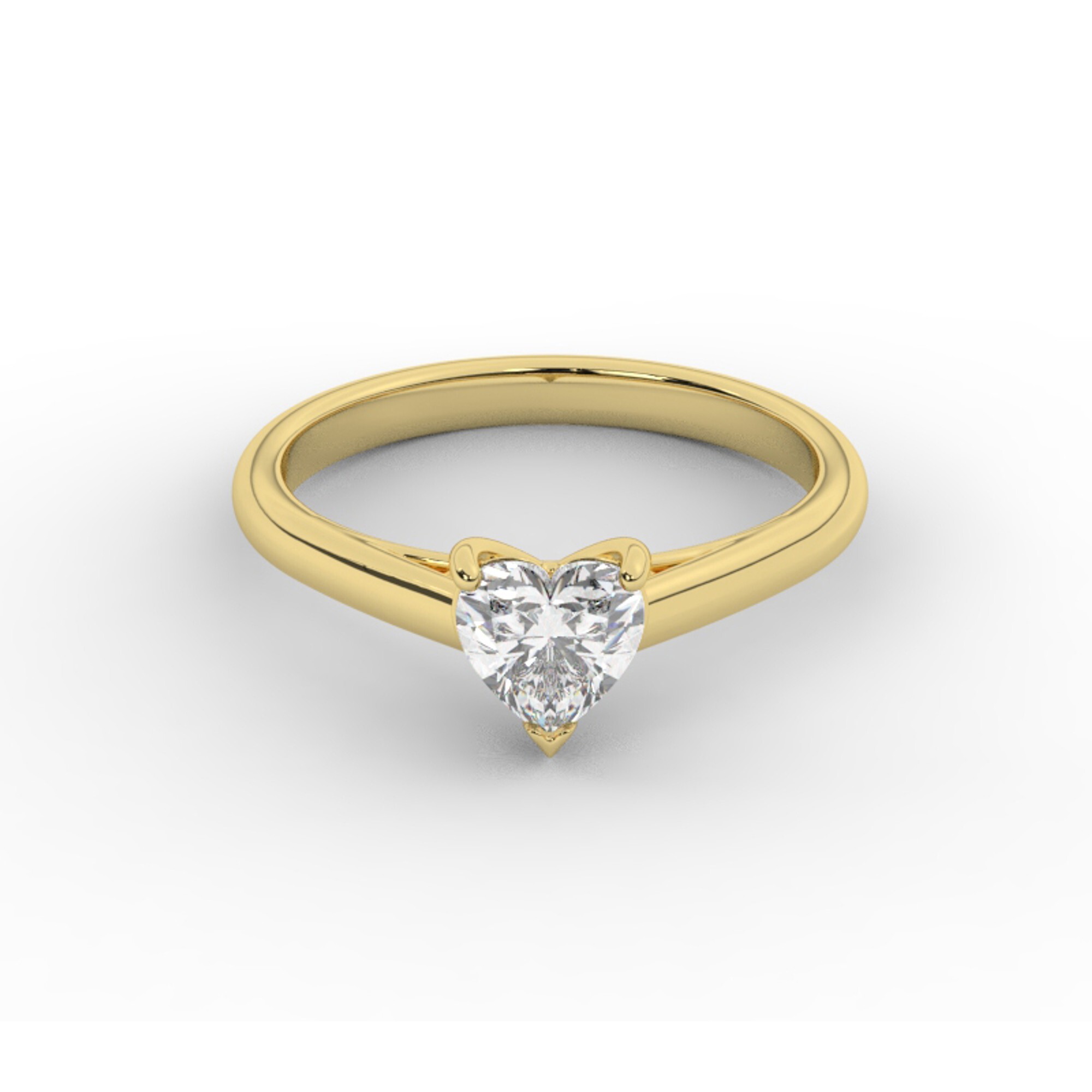 טבעת אירוסין סוליטר דגם 50029 זהב צהוב 14 קראט במרכז יהלום מעבדה במשקל כולל של 0.75 קראט בחיתוך לב עם תעודה גמולוגית – תמונה 2