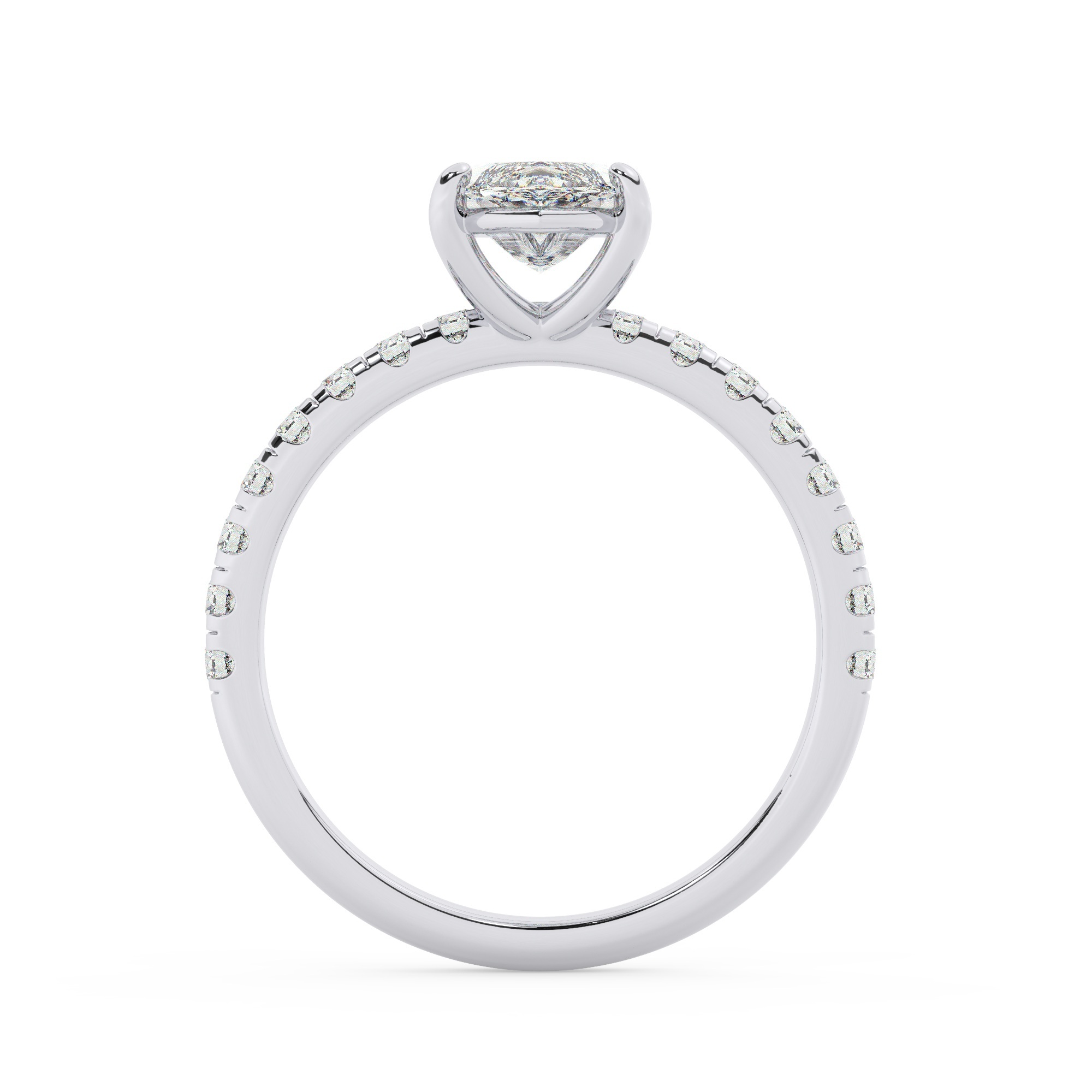 טבעת אירוסין סוליטר וזירקונים בצדדים דגם 50037 זהב לבן 14 קראט במרכז זירקוניה 4 קראט בחיתוך מרקיזה מסביב ובצדדים זירקונים בחיתוך עגול – תמונה 3