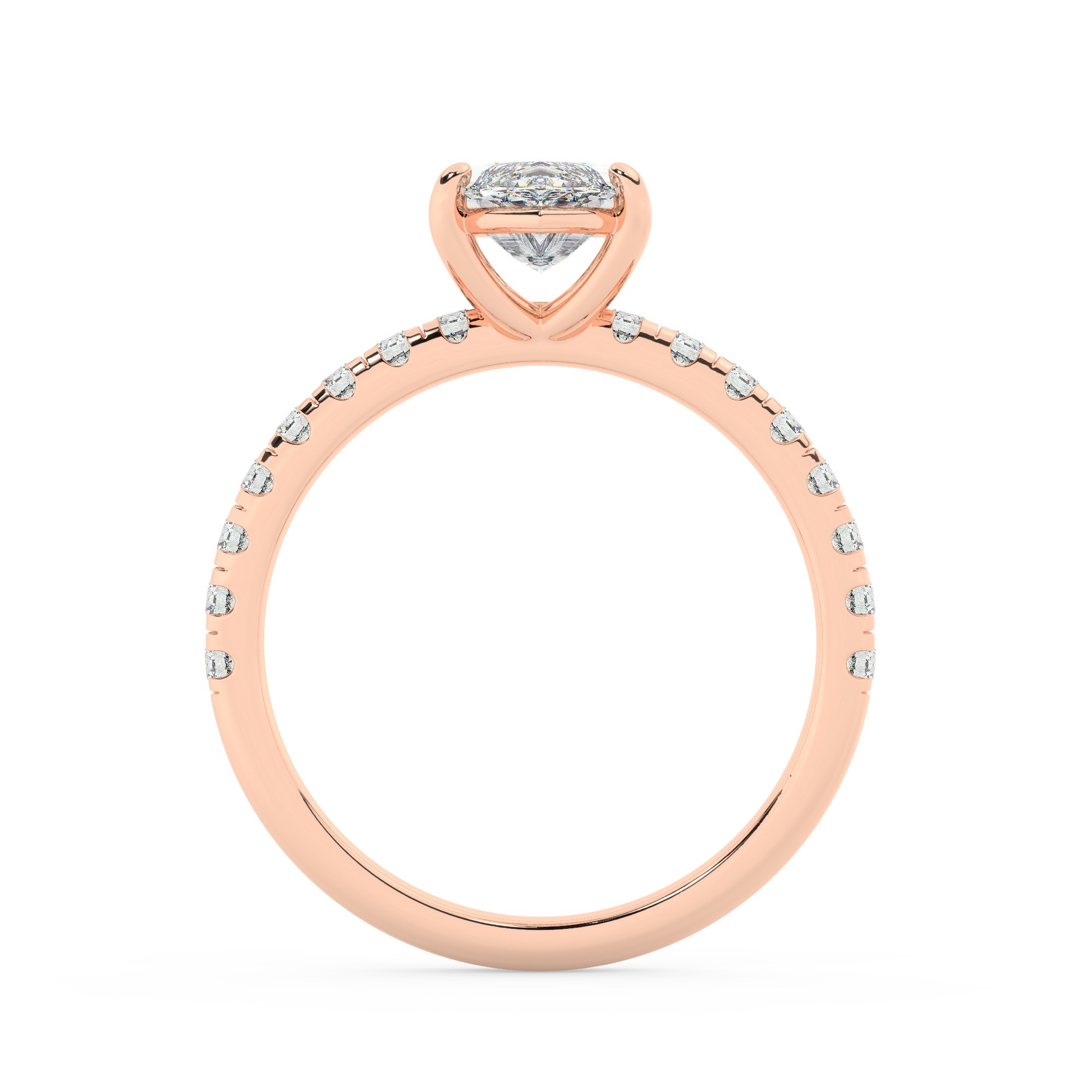 טבעת אירוסין סוליטר וזירקונים בצדדים דגם 50037 זהב אדום רוזגולד 14 קראט במרכז זירקוניה 0.75 קראט בחיתוך מרקיזה מסביב ובצדדים זירקונים בחיתוך עגול – תמונה 3