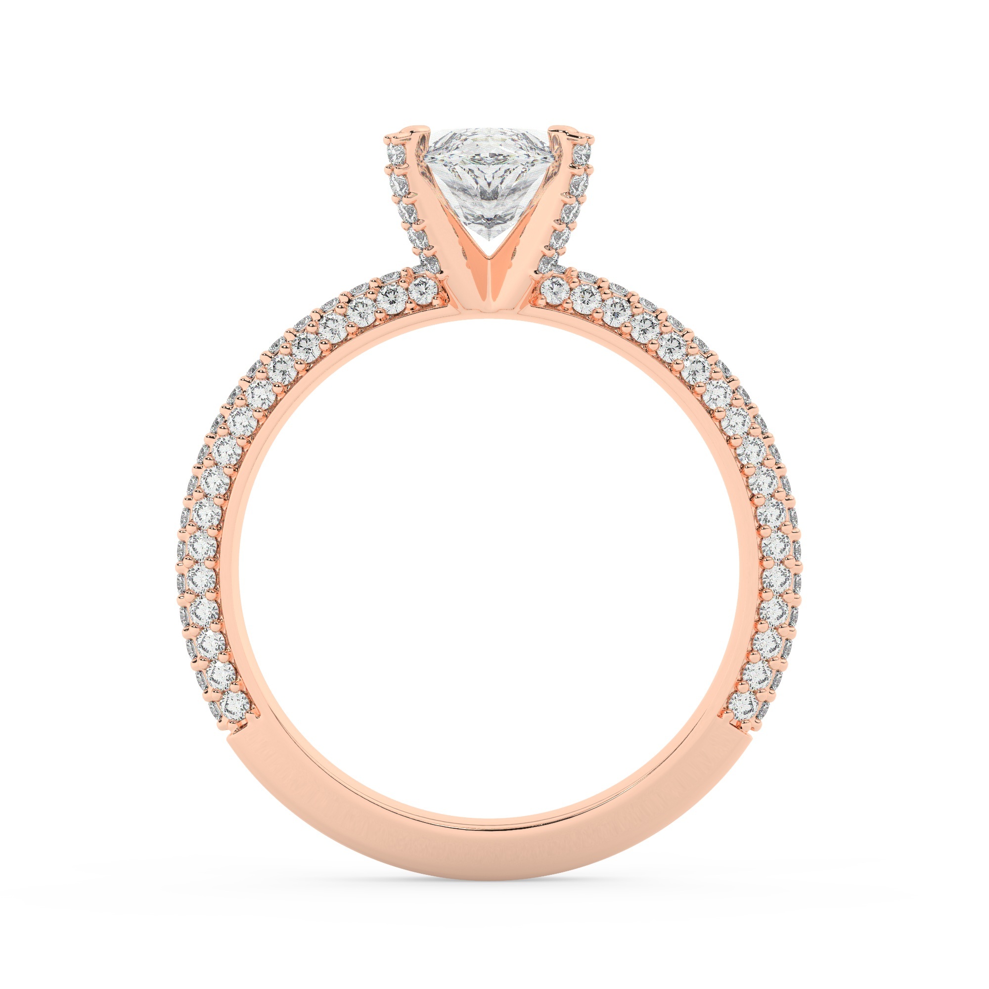 טבעת אירוסין סוליטר ויהלומים בצדדים דגם 50012 זהב אדום רוזגולד 14 קראט במרכז זירקוניה 5 קראט בחיתוך מרקיזה מסביב ובצדדים זירקונים בחיתוך עגול – תמונה 3