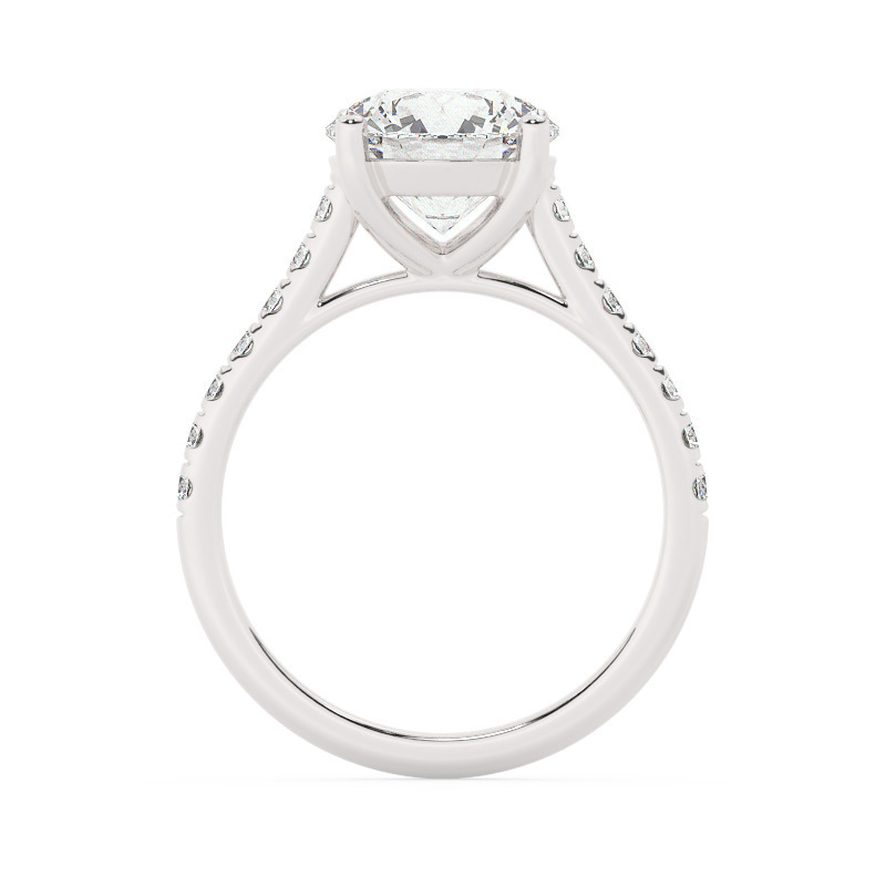 טבעת אירוסין סוליטר ויהלומים בצדדים דגם 50019 זהב לבן 14 קראט במרכז זירקוניה 3 קראט בחיתוך עגול מסביב ובצדדים זירקונים בחיתוך עגול – תמונה 3