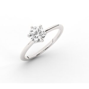 טבעת אירוסין סוליטר דגם 50023 כסף מצופה זהב לבן במרכז יהלום מעבדה במשקל כולל של 1.50 קראט בחיתוך עגול עם תעודה גמולוגית אירופאית IGI