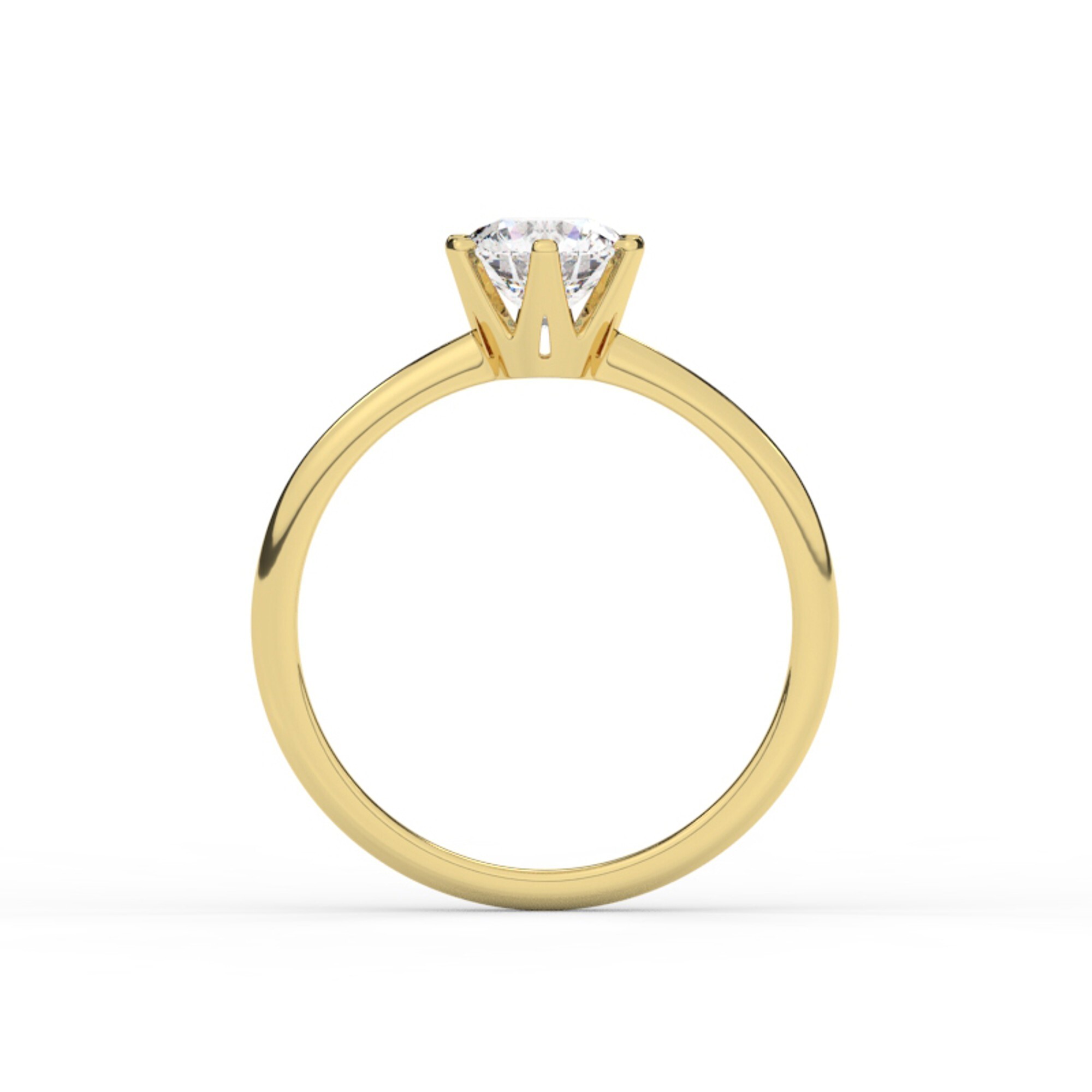 טבעת אירוסין סוליטר דגם 50023 כסף מצופה זהב צהוב במרכז יהלום מעבדה במשקל כולל של 1.50 קראט בחיתוך עגול עם תעודה גמולוגית אירופאית IGI – תמונה 3