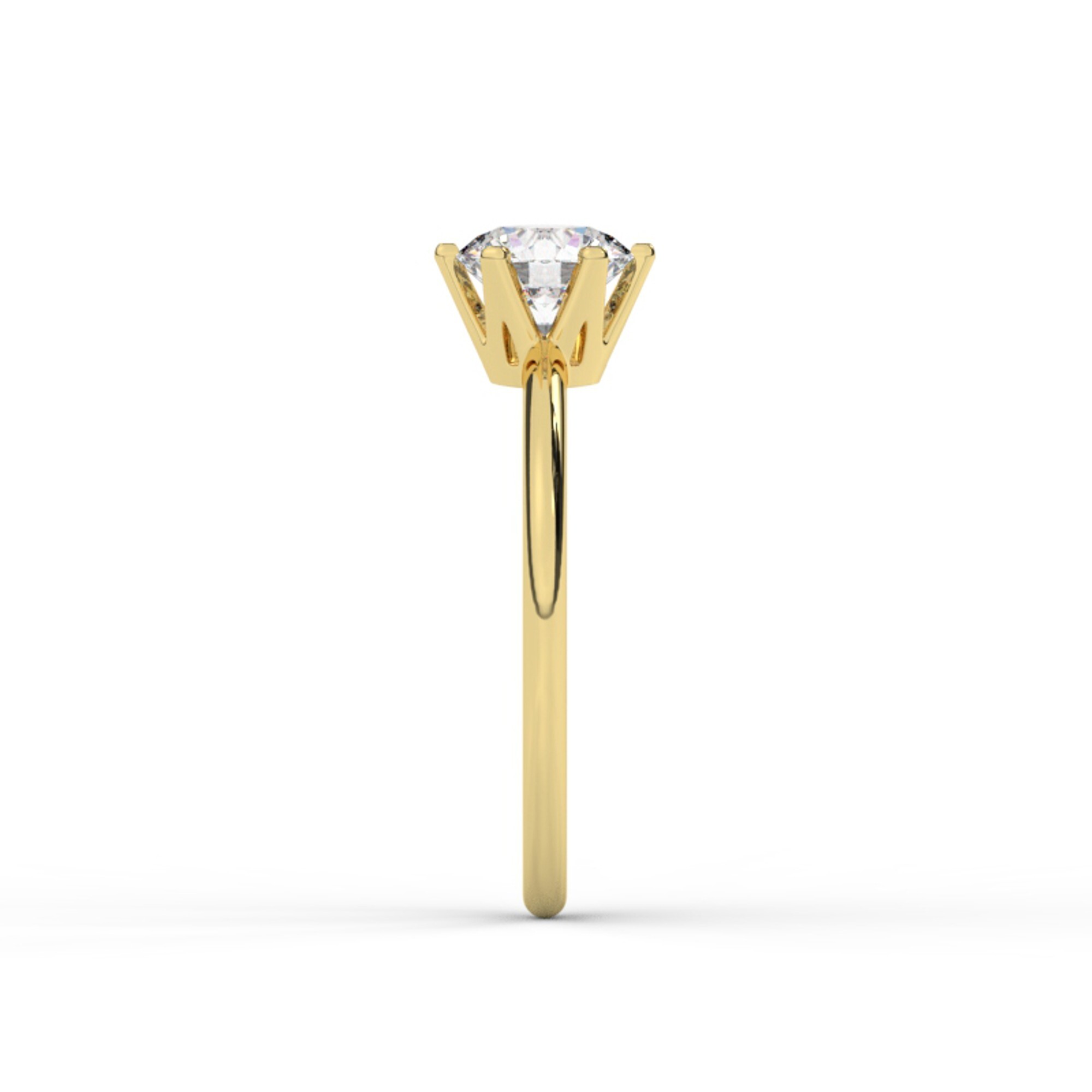 טבעת אירוסין סוליטר דגם 50023 כסף מצופה זהב צהוב במרכז יהלום מעבדה במשקל כולל של 1.50 קראט בחיתוך עגול עם תעודה גמולוגית אירופאית IGI – תמונה 4