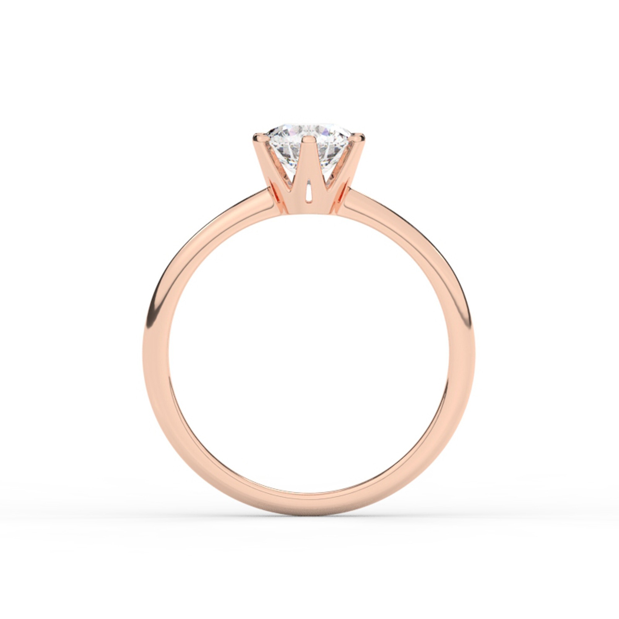 טבעת אירוסין סוליטר דגם 50023 כסף מצופה זהב אדום רוזגולד במרכז יהלום מעבדה במשקל כולל של 1.50 קראט בחיתוך עגול עם תעודה גמולוגית אירופאית IGI – תמונה 3