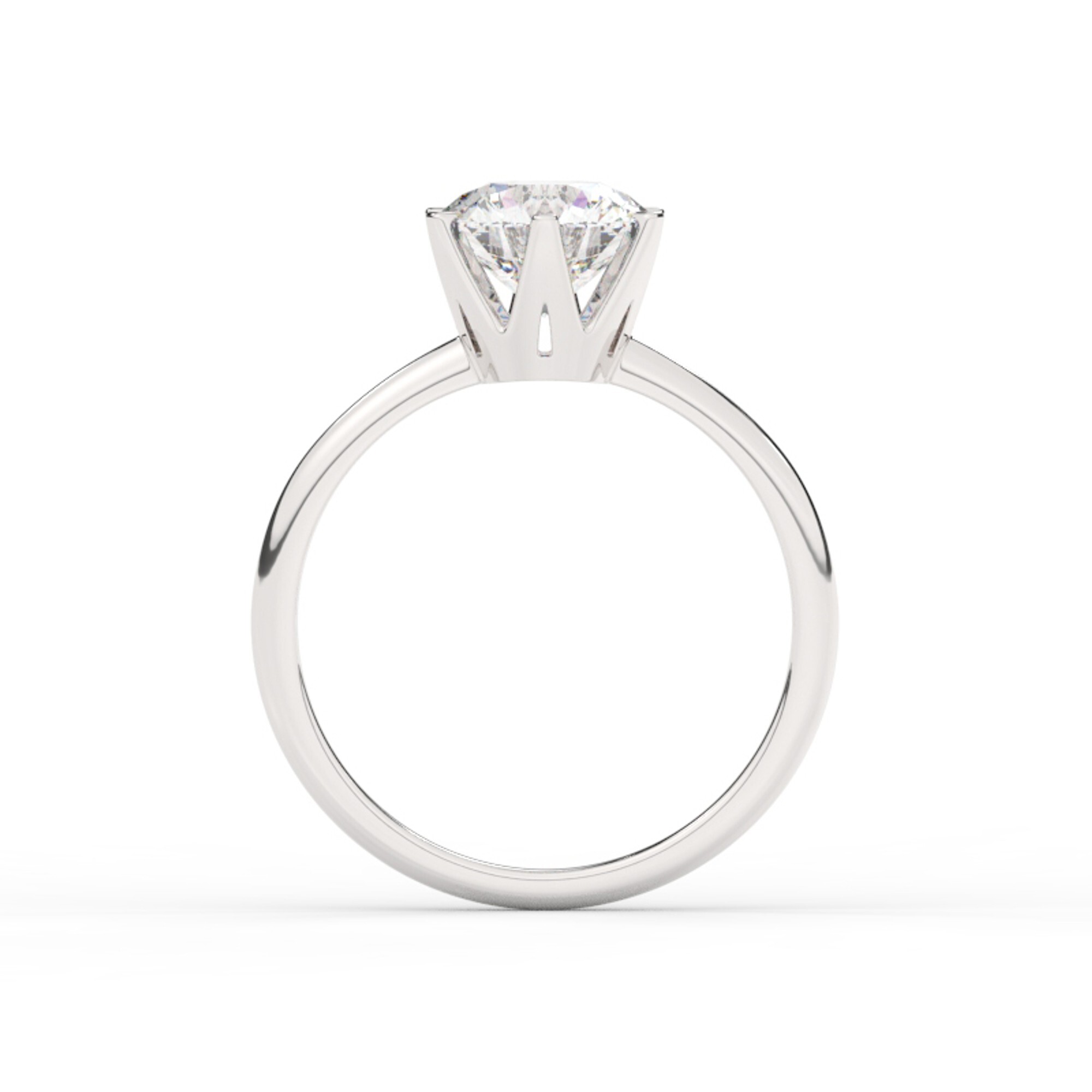 טבעת אירוסין סוליטר דגם 50023 כסף מצופה זהב לבן במרכז יהלום מעבדה במשקל כולל של 2 קראט בחיתוך עגול עם תעודה גמולוגית אירופאית IGI – תמונה 3