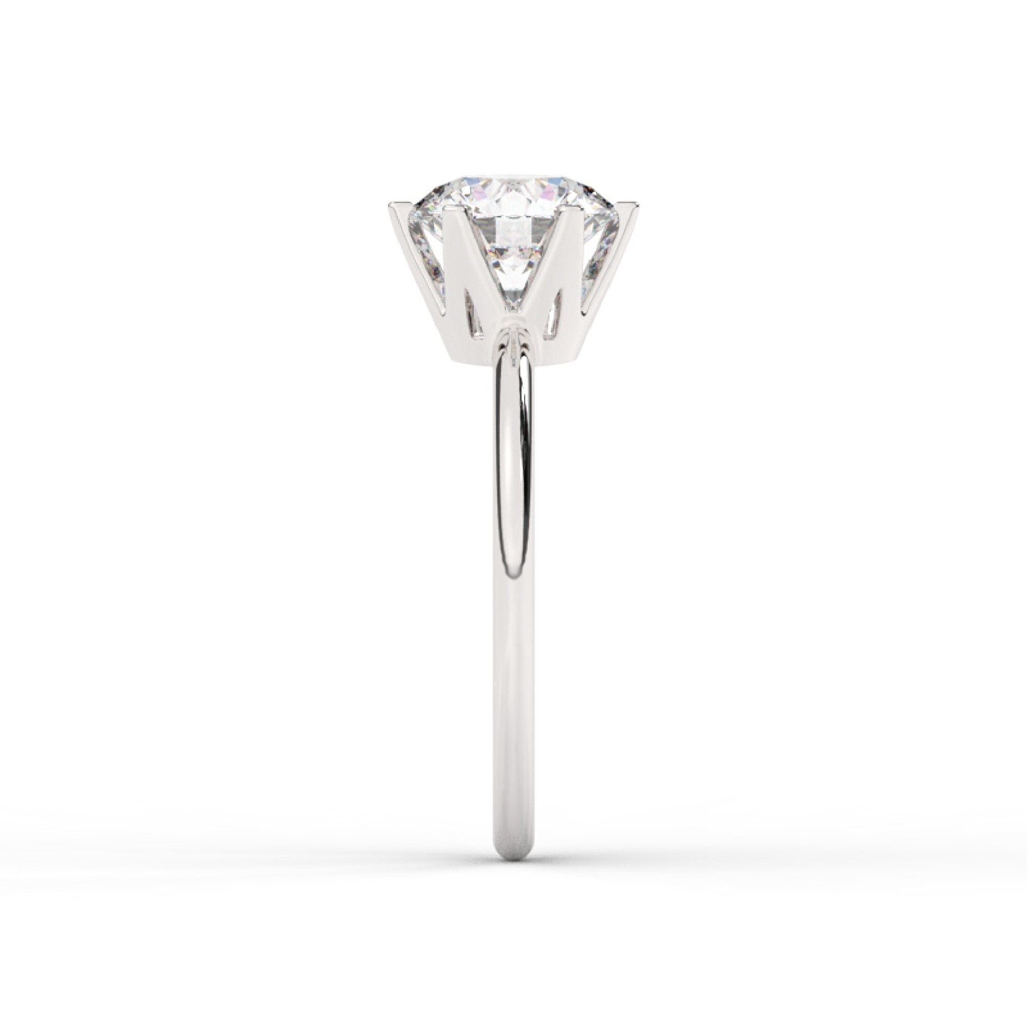 טבעת אירוסין סוליטר דגם 50023 כסף מצופה זהב לבן במרכז יהלום מעבדה במשקל כולל של 2 קראט בחיתוך עגול עם תעודה גמולוגית אירופאית IGI – תמונה 4