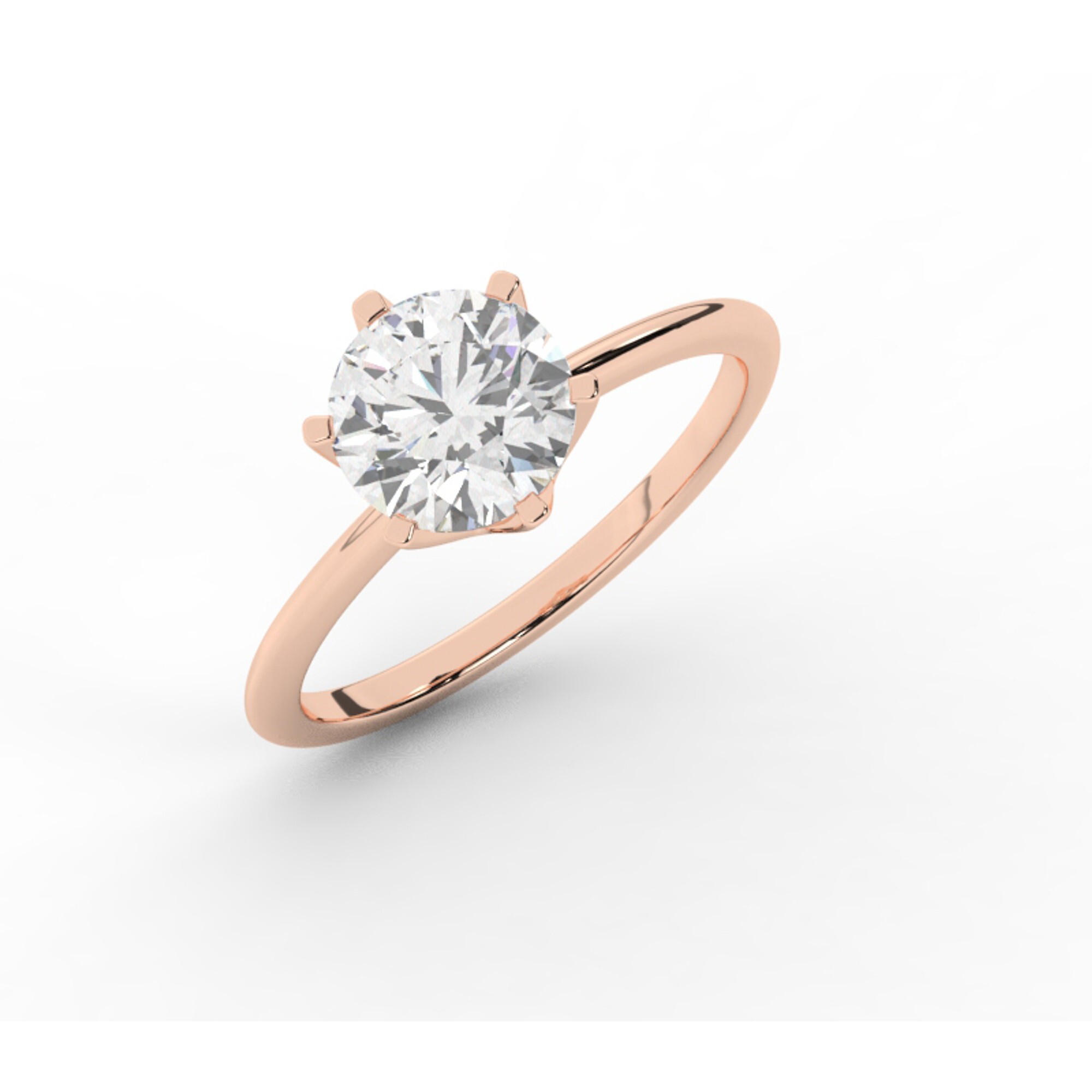 טבעת אירוסין סוליטר דגם 50023 זהב אדום רוזגולד 14 קראט במרכז יהלום טבעי במשקל כולל של 2.50 קראט בחיתוך עגול עם תעודה גמולוגית אמריקאית GIA