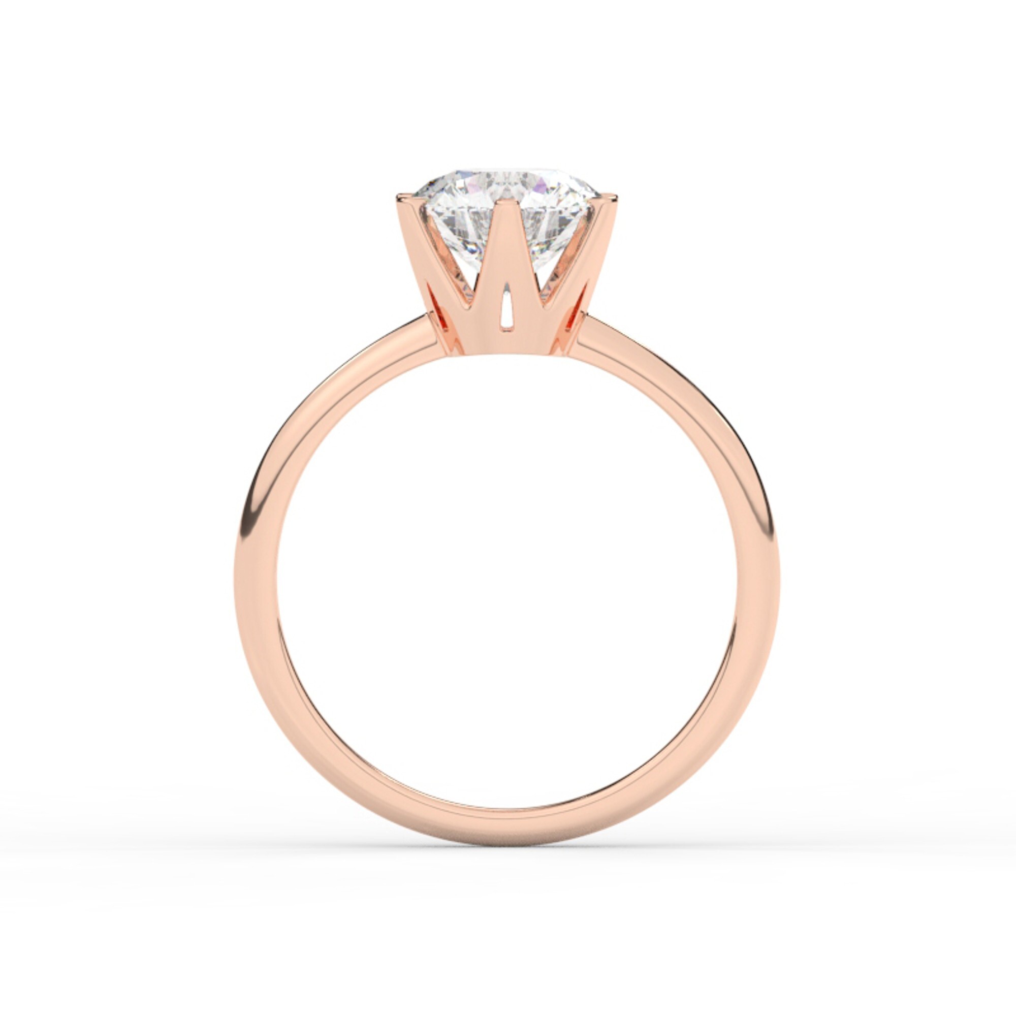 טבעת אירוסין סוליטר דגם 50023 זהב אדום רוזגולד 14 קראט במרכז יהלום טבעי במשקל כולל של 2.50 קראט בחיתוך עגול עם תעודה גמולוגית אמריקאית GIA – תמונה 3