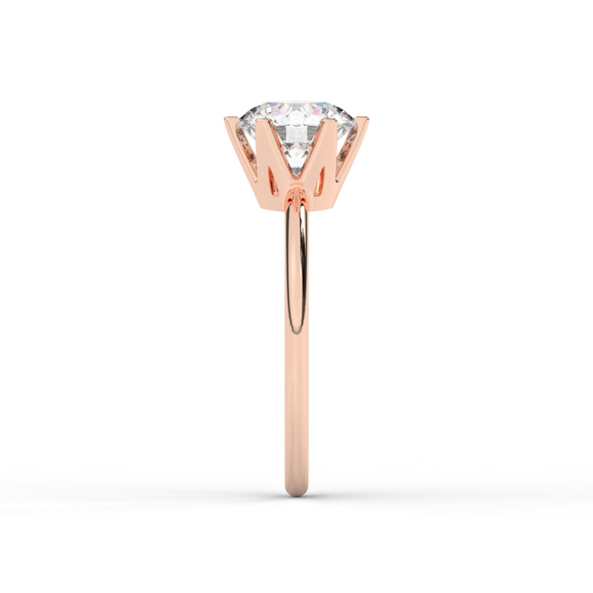 טבעת אירוסין סוליטר דגם 50023 זהב אדום רוזגולד 14 קראט במרכז יהלום טבעי במשקל כולל של 2.50 קראט בחיתוך עגול עם תעודה גמולוגית אמריקאית GIA – תמונה 4