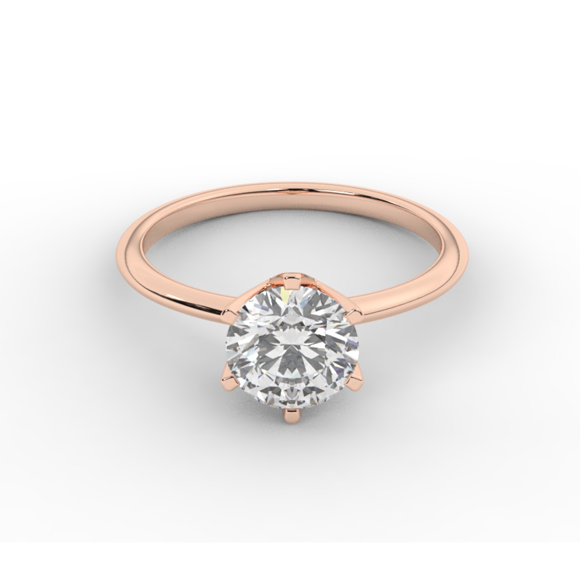 טבעת אירוסין סוליטר דגם 50023 זהב אדום רוזגולד 14 קראט במרכז יהלום טבעי במשקל כולל של 2.50 קראט בחיתוך עגול עם תעודה גמולוגית אמריקאית GIA – תמונה 2