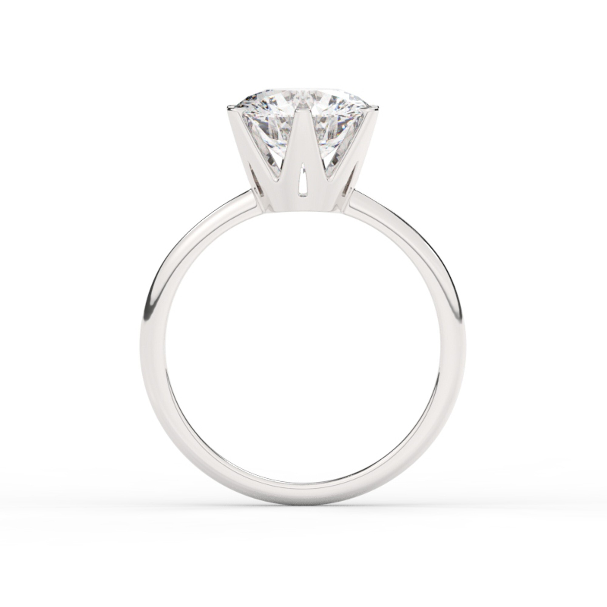 טבעת אירוסין סוליטר דגם 50023 זהב לבן 14 קראט במרכז זירקוניה במשקל כולל של 4 קראט בחיתוך עגול עם תעודה גמולוגית – תמונה 3