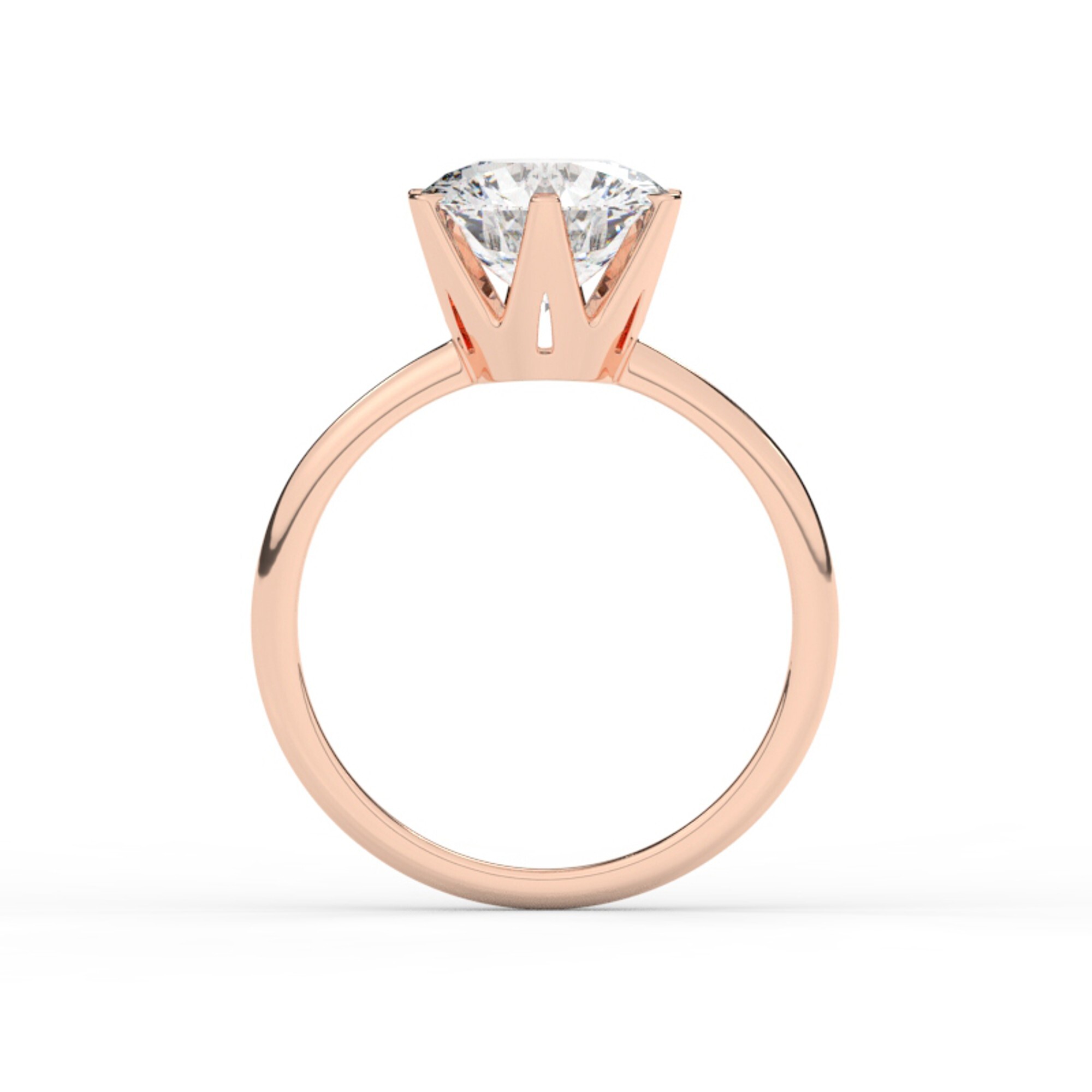 טבעת אירוסין סוליטר דגם 50023 כסף מצופה זהב אדום רוזגולד במרכז אבן מעבדה מוסונייט במשקל כולל של 4 קראט בחיתוך עגול עם תעודה גמולוגית בינלאומית GRA – תמונה 3