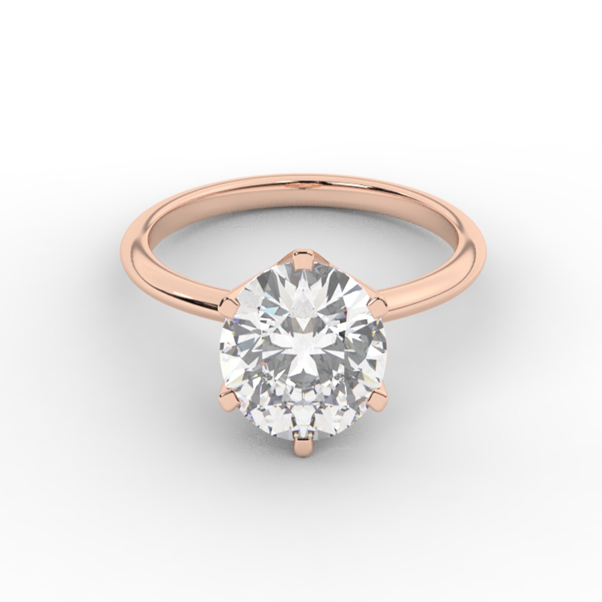 טבעת אירוסין סוליטר דגם 50023 כסף מצופה זהב אדום רוזגולד במרכז אבן מעבדה מוסונייט במשקל כולל של 4 קראט בחיתוך עגול עם תעודה גמולוגית בינלאומית GRA – תמונה 2