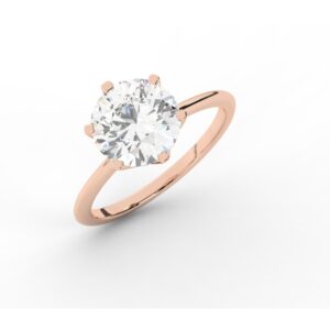 טבעת אירוסין סוליטר דגם 50023 זהב אדום רוזגולד 14 קראט במרכז זירקוניה במשקל כולל של 5 קראט בחיתוך עגול עם תעודה גמולוגית