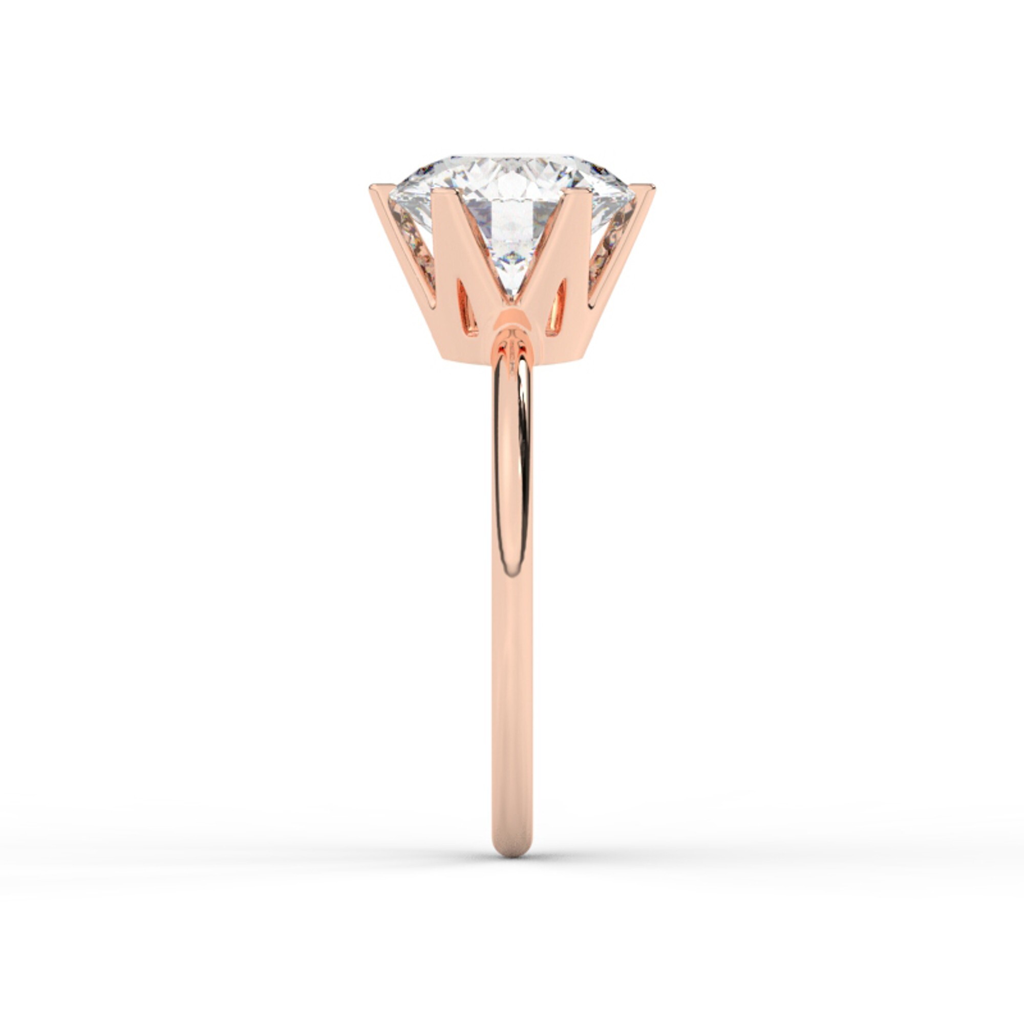 טבעת אירוסין סוליטר דגם 50023 זהב אדום רוזגולד 14 קראט במרכז זירקוניה במשקל כולל של 5 קראט בחיתוך עגול עם תעודה גמולוגית – תמונה 4