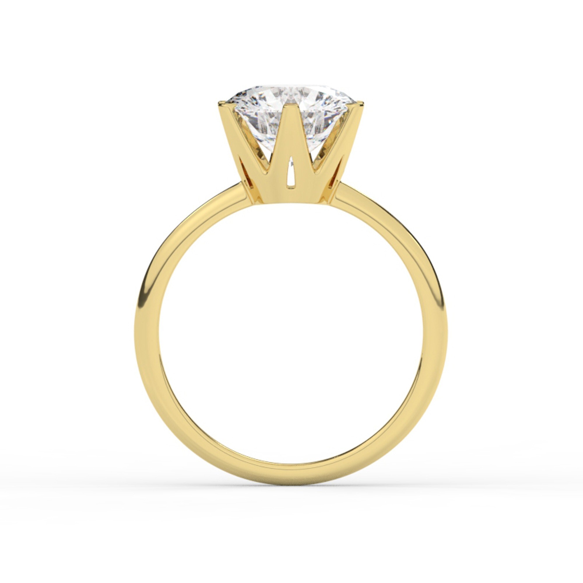 טבעת אירוסין סוליטר דגם 50023 זהב צהוב 14 קראט במרכז זירקוניה במשקל כולל של 5 קראט בחיתוך עגול עם תעודה גמולוגית – תמונה 3