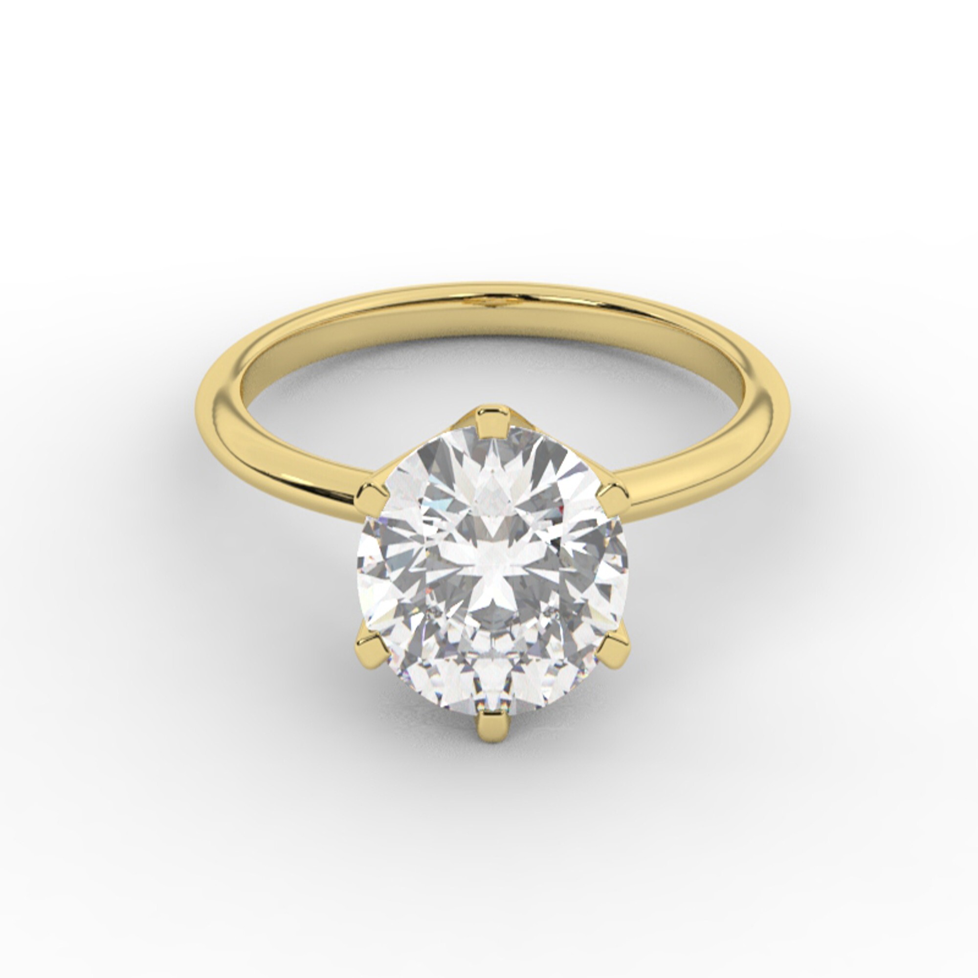 טבעת אירוסין סוליטר דגם 50023 זהב צהוב 14 קראט במרכז זירקוניה במשקל כולל של 5 קראט בחיתוך עגול עם תעודה גמולוגית – תמונה 2