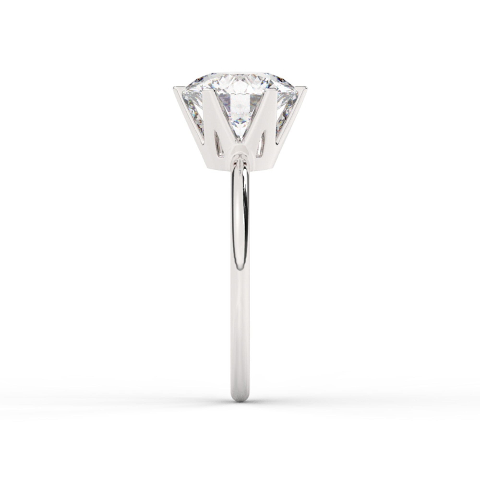 טבעת אירוסין סוליטר דגם 50023 זהב לבן 14 קראט במרכז זירקוניה במשקל כולל של 5 קראט בחיתוך עגול עם תעודה גמולוגית – תמונה 4