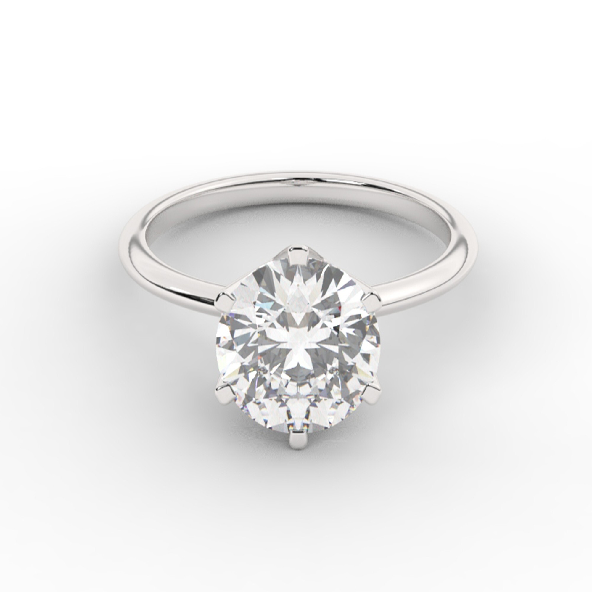 טבעת אירוסין סוליטר דגם 50023 זהב לבן 14 קראט במרכז זירקוניה במשקל כולל של 5 קראט בחיתוך עגול עם תעודה גמולוגית – תמונה 2