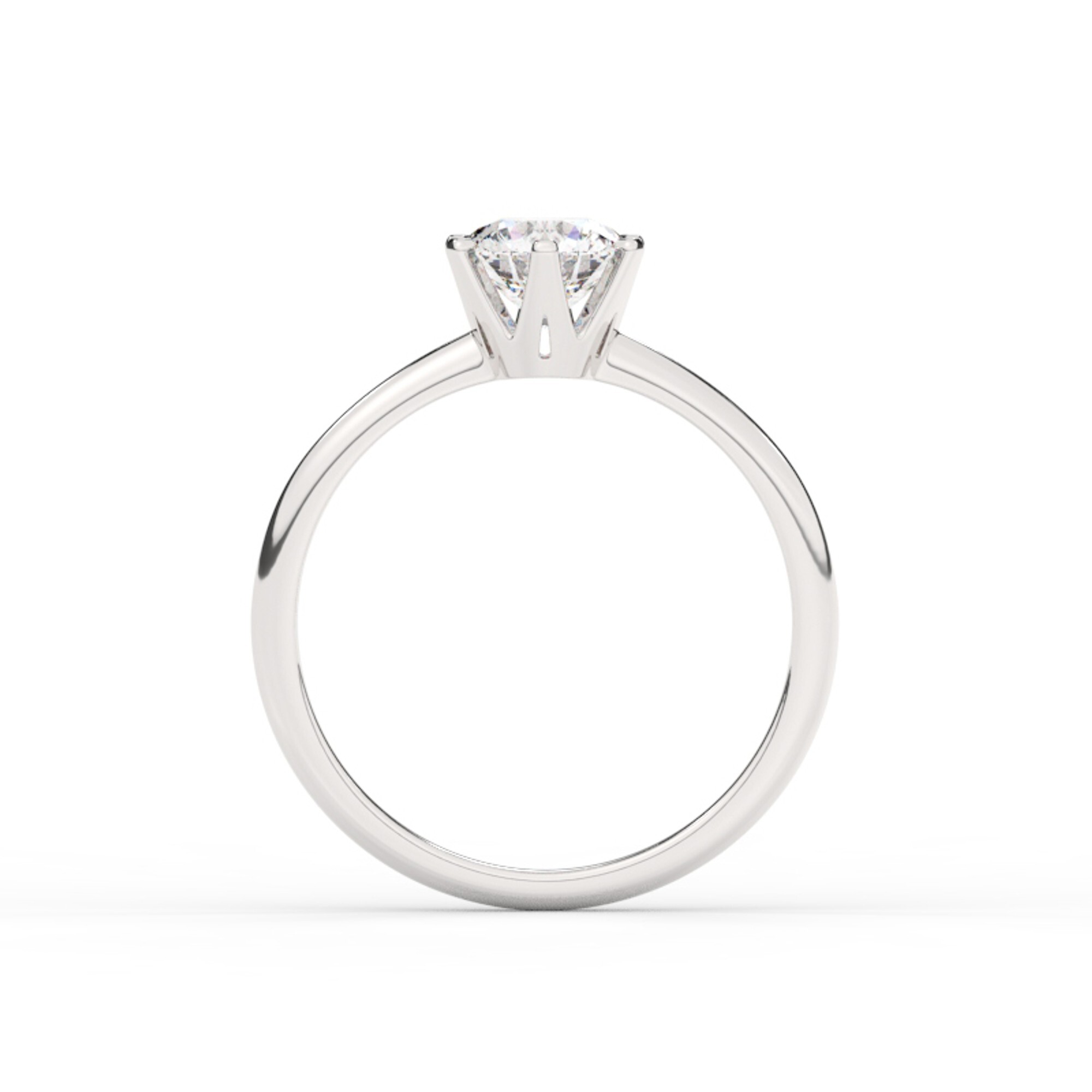 טבעת אירוסין סוליטר דגם 50023 כסף מצופה זהב לבן במרכז אבן מעבדה מוסונייט במשקל כולל של 0.75 קראט בחיתוך עגול עם תעודה גמולוגית – תמונה 3