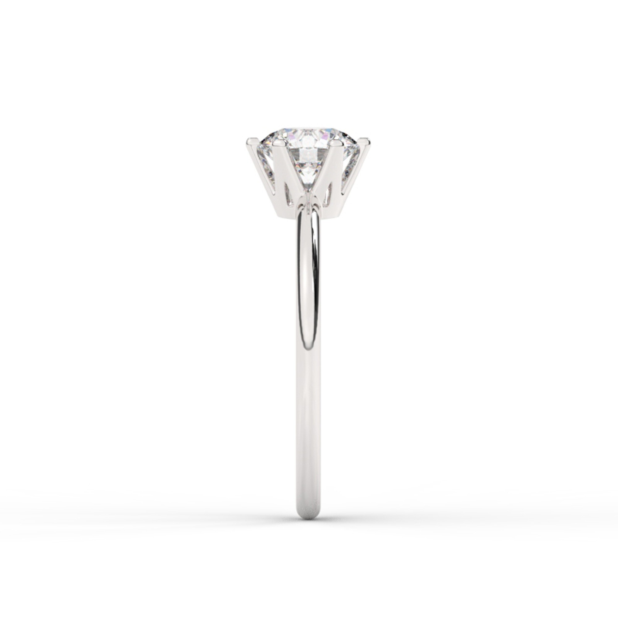 טבעת אירוסין סוליטר דגם 50023 כסף מצופה זהב לבן במרכז אבן מעבדה מוסונייט במשקל כולל של 0.75 קראט בחיתוך עגול עם תעודה גמולוגית – תמונה 4