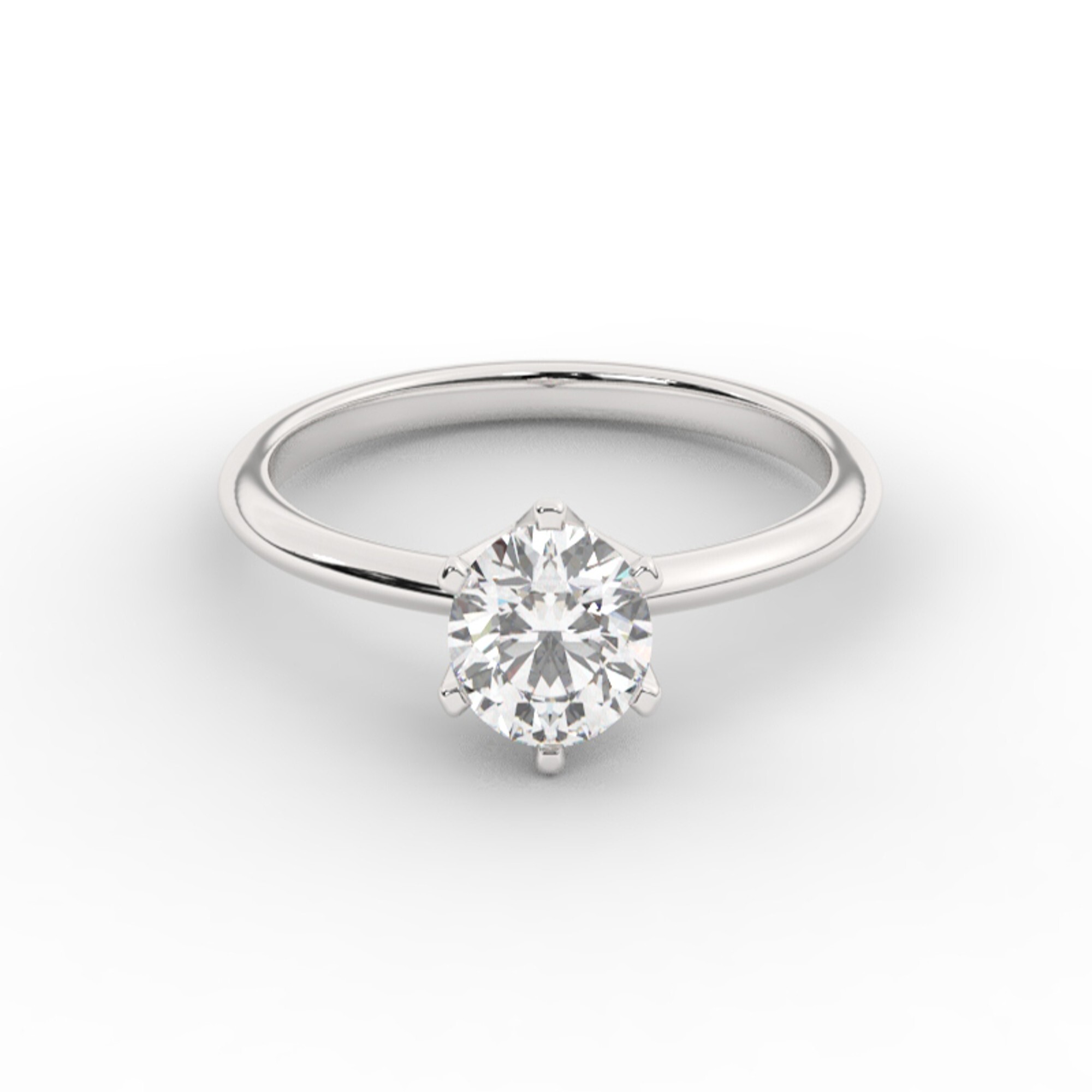 טבעת אירוסין סוליטר דגם 50023 כסף מצופה זהב לבן במרכז אבן מעבדה מוסונייט במשקל כולל של 0.75 קראט בחיתוך עגול עם תעודה גמולוגית – תמונה 2