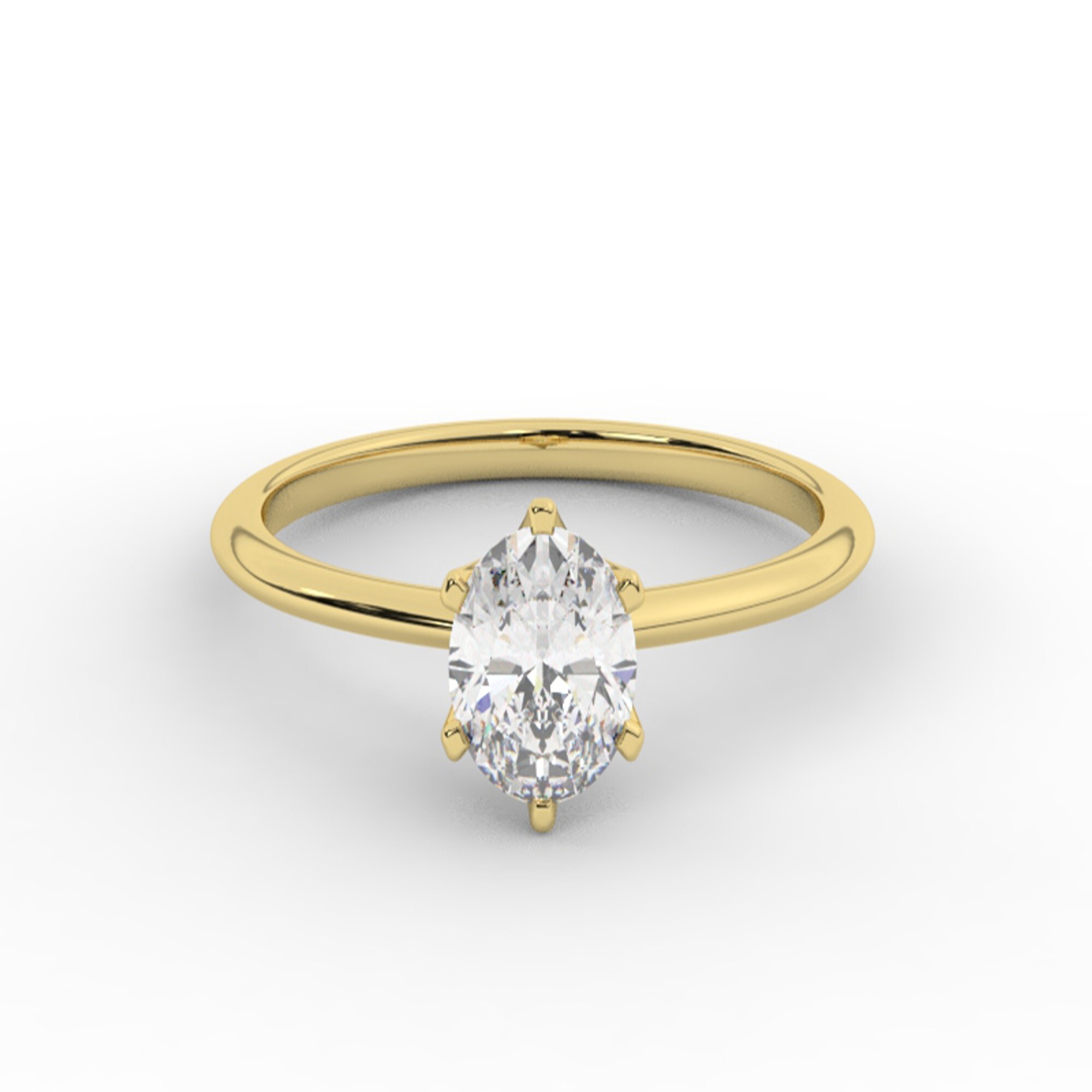 טבעת אירוסין סוליטר דגם 50023 זהב צהוב 14 קראט במרכז יהלום טבעי במשקל כולל של 1.50 קראט בחיתוך אובל עם תעודה גמולוגית אמריקאית GIA – תמונה 2