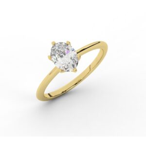 טבעת אירוסין סוליטר דגם 50023 כסף מצופה זהב צהוב במרכז יהלום מעבדה במשקל כולל של 1.50 קראט בחיתוך אובל עם תעודה גמולוגית אירופאית IGI