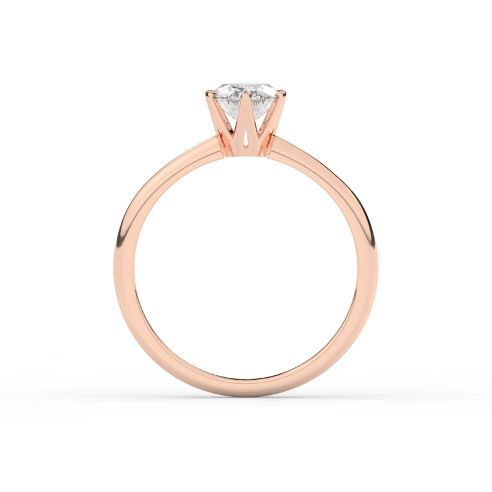 טבעת אירוסין סוליטר דגם 50023 כסף מצופה זהב אדום רוזגולד במרכז יהלום מעבדה במשקל כולל של 1.50 קראט בחיתוך אובל עם תעודה גמולוגית אירופאית IGI – תמונה 3