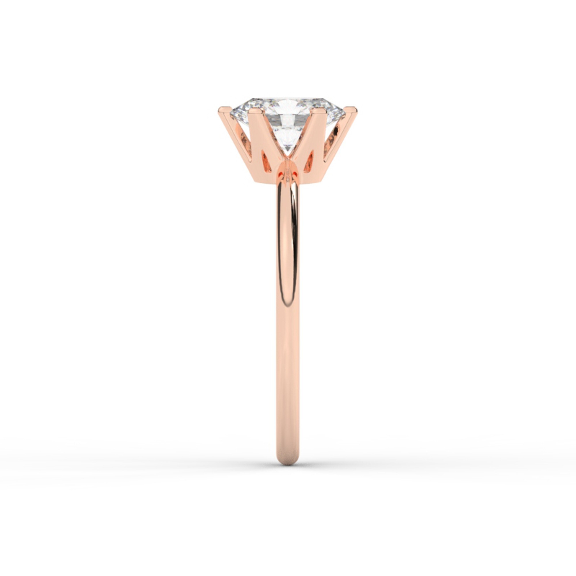 טבעת אירוסין סוליטר דגם 50023 כסף מצופה זהב אדום רוזגולד במרכז יהלום מעבדה במשקל כולל של 1.50 קראט בחיתוך אובל עם תעודה גמולוגית אירופאית IGI – תמונה 4