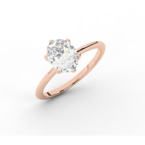 טבעת אירוסין סוליטר דגם 50023 כסף מצופה זהב אדום רוזגולד במרכז יהלום מעבדה במשקל כולל של 2 קראט בחיתוך אובל עם תעודה גמולוגית אירופאית IGI