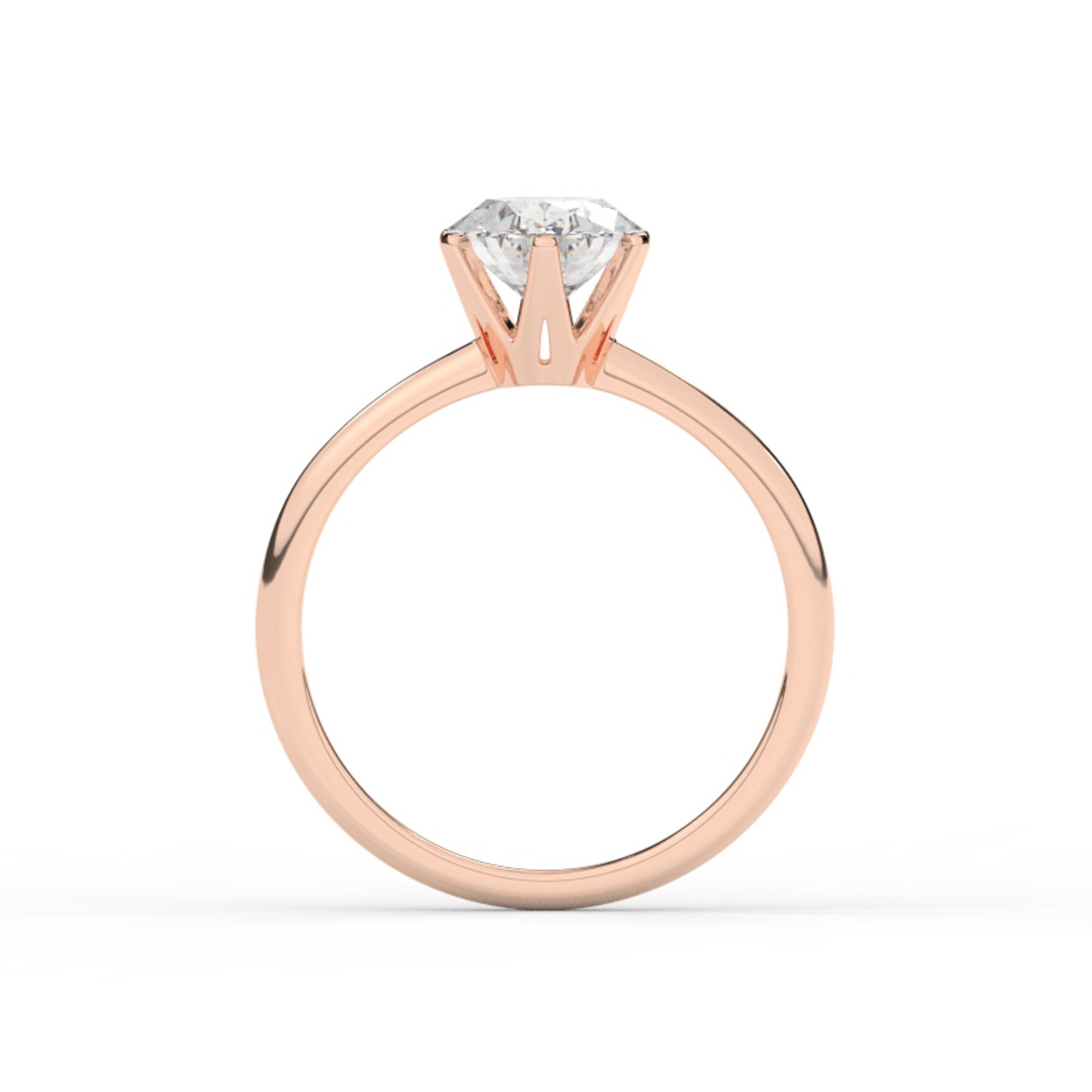 טבעת אירוסין סוליטר דגם 50023 כסף מצופה זהב אדום רוזגולד במרכז יהלום מעבדה במשקל כולל של 2 קראט בחיתוך אובל עם תעודה גמולוגית אירופאית IGI – תמונה 3