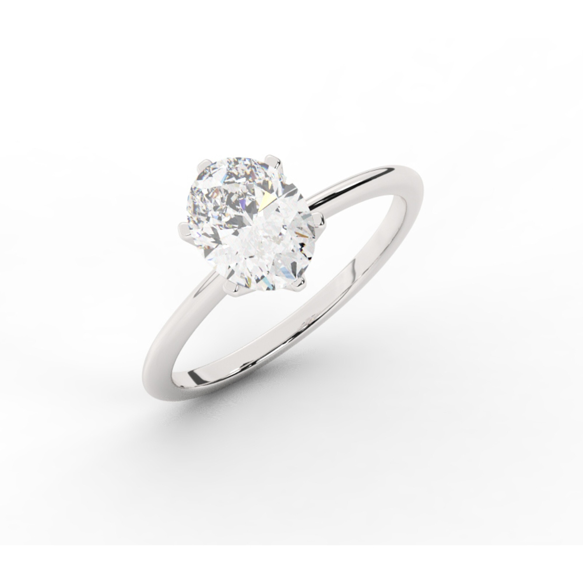 טבעת אירוסין סוליטר דגם 50023 זהב לבן 14 קראט במרכז זירקוניה במשקל כולל של 2.50 קראט בחיתוך אובל עם תעודה גמולוגית