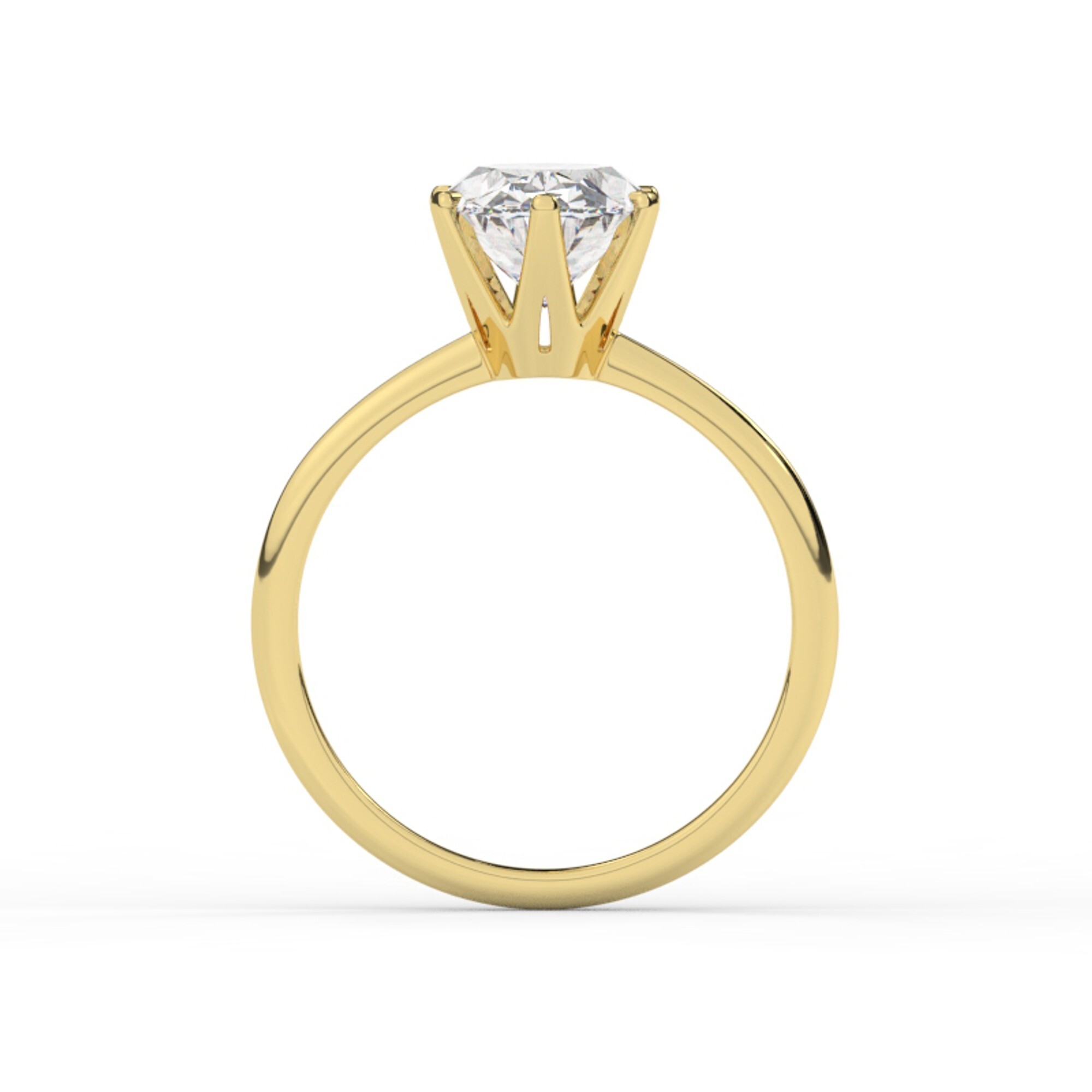 טבעת אירוסין סוליטר דגם 50023 זהב צהוב 14 קראט במרכז זירקוניה במשקל כולל של 3 קראט בחיתוך אובל עם תעודה גמולוגית – תמונה 3