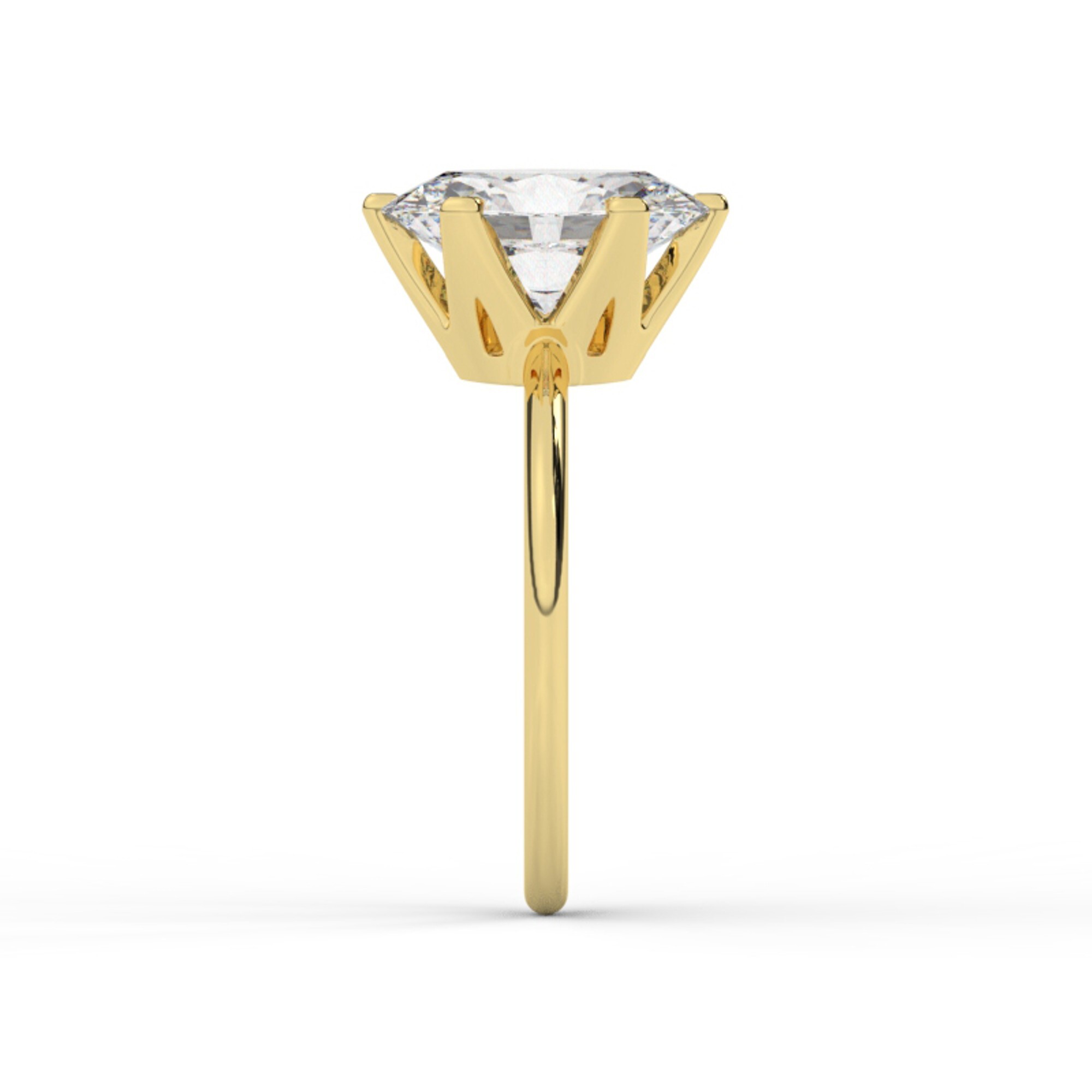 טבעת אירוסין סוליטר דגם 50023 זהב צהוב 14 קראט במרכז זירקוניה במשקל כולל של 3 קראט בחיתוך אובל עם תעודה גמולוגית – תמונה 4