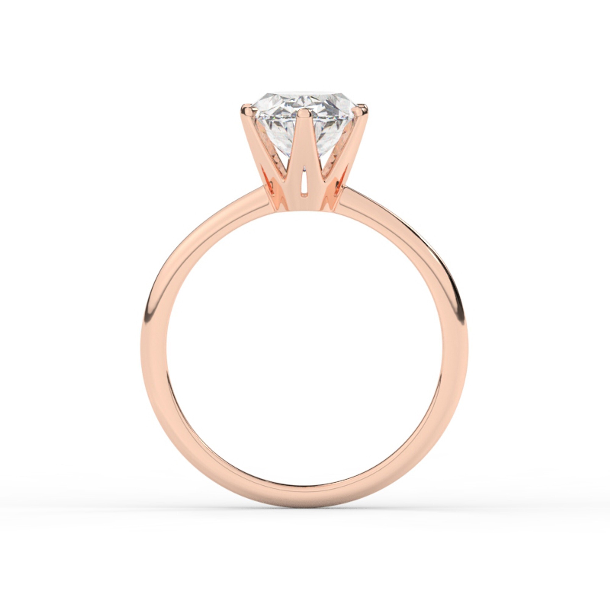 טבעת אירוסין סוליטר דגם 50023 כסף מצופה זהב אדום רוזגולד במרכז יהלום מעבדה במשקל כולל של 3 קראט בחיתוך אובל עם תעודה גמולוגית אירופאית IGI – תמונה 3