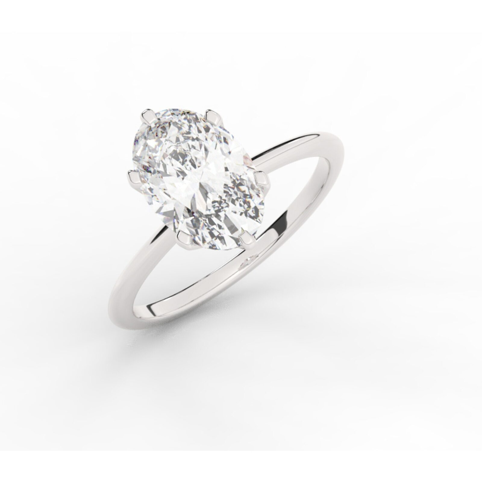 טבעת אירוסין סוליטר דגם 50023 זהב לבן 14 קראט במרכז זירקוניה במשקל כולל של 4 קראט בחיתוך אובל עם תעודה גמולוגית