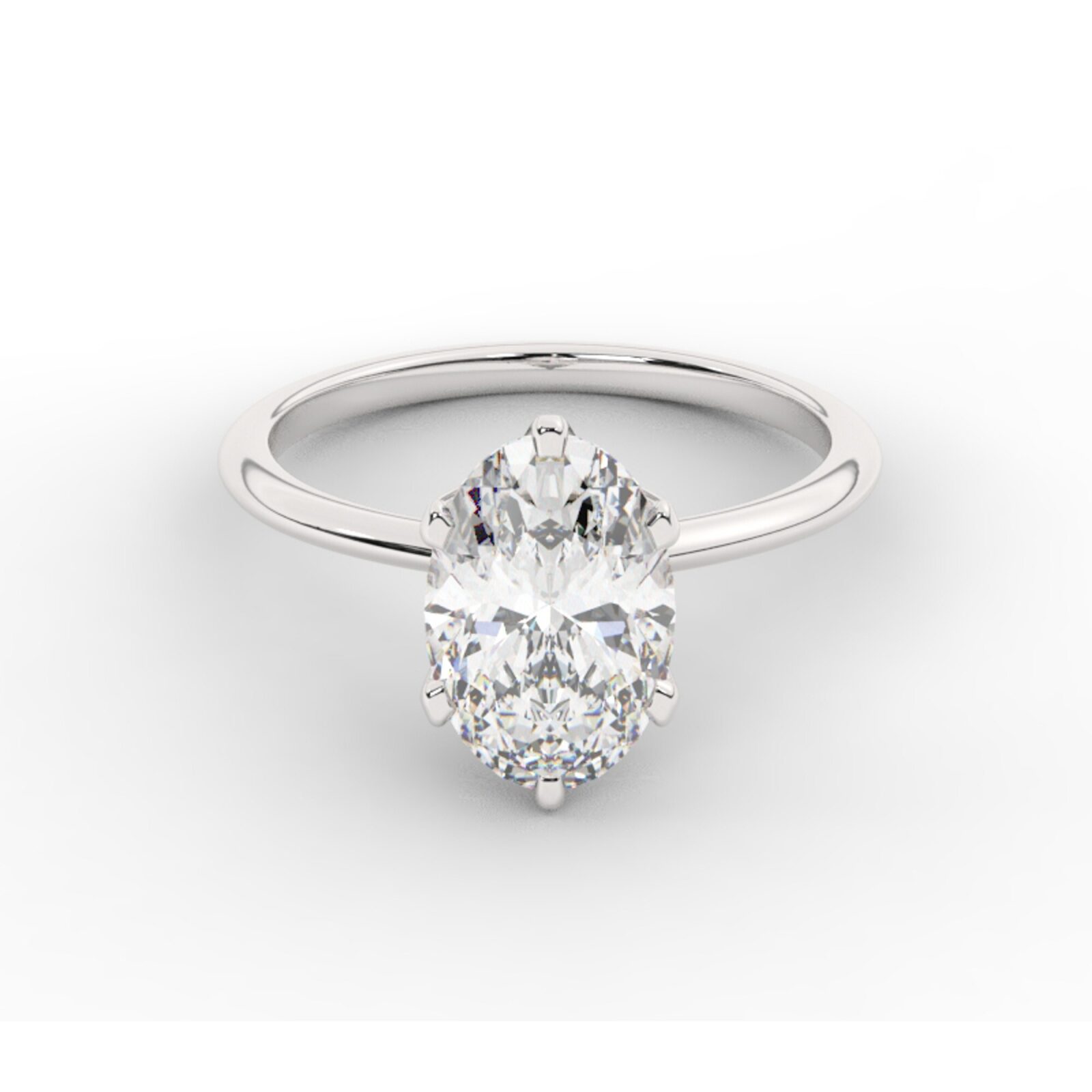 ⁦טבעת אירוסין סוליטר דגם 50023 זהב לבן 14 קראט במרכז זירקוניה במשקל כולל של 4 קראט בחיתוך אובל עם תעודה גמולוגית⁩ – תמונה ⁦2⁩