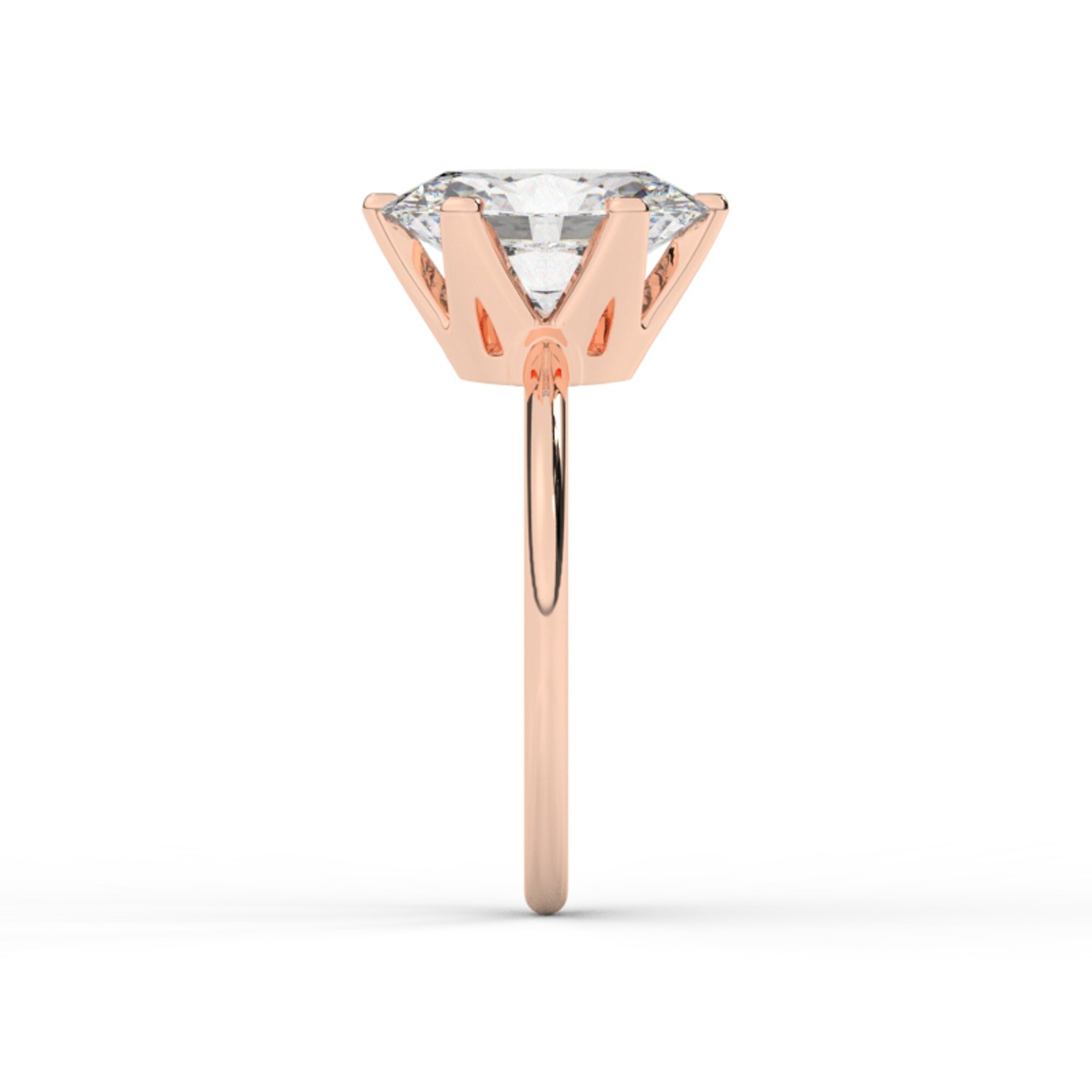 טבעת אירוסין סוליטר דגם 50023 זהב אדום רוזגולד 14 קראט במרכז זירקוניה במשקל כולל של 5 קראט בחיתוך אובל עם תעודה גמולוגית – תמונה 4