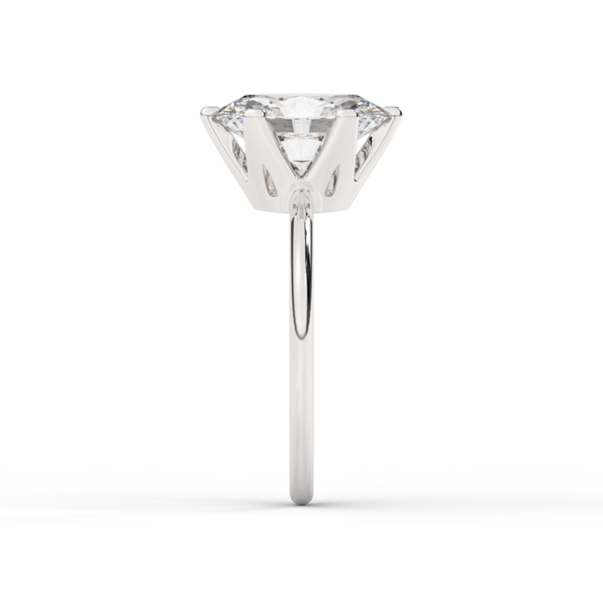 טבעת אירוסין סוליטר דגם 50023 זהב לבן 14 קראט במרכז זירקוניה במשקל כולל של 5 קראט בחיתוך אובל עם תעודה גמולוגית – תמונה 4