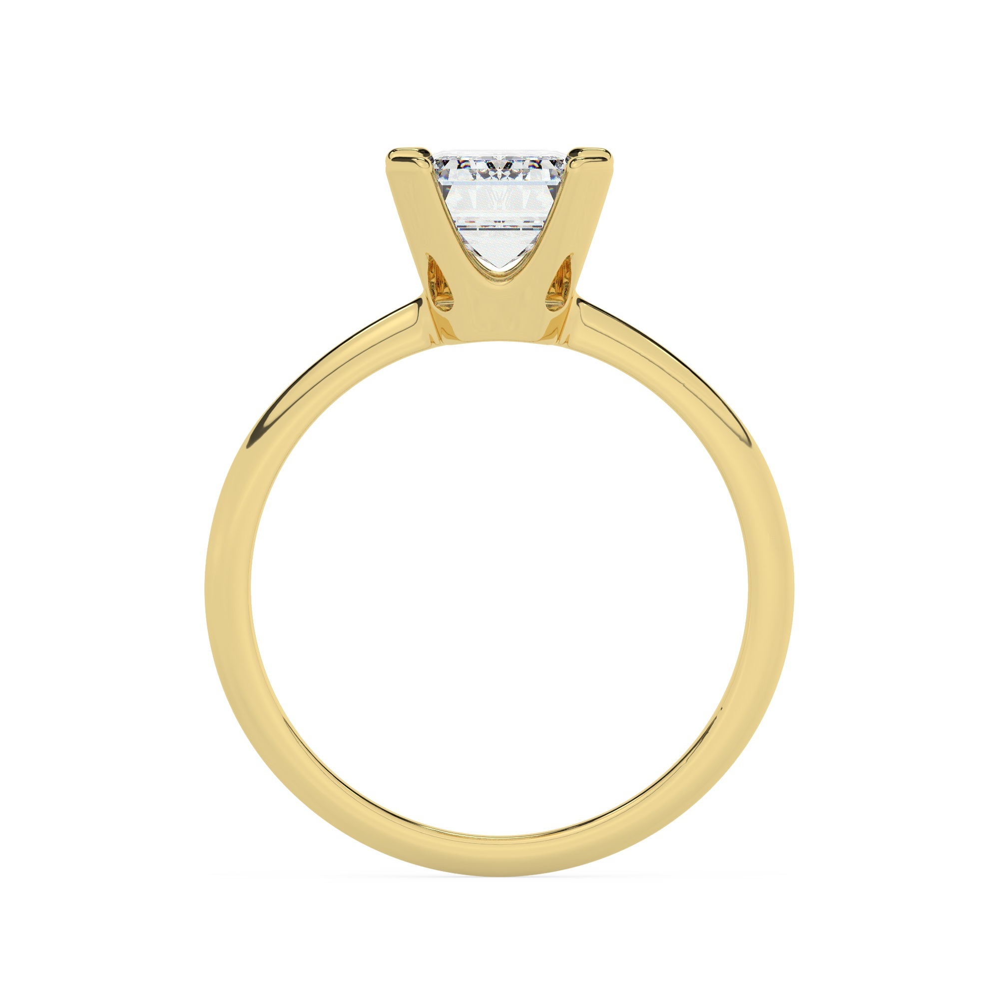 טבעת אירוסין סוליטר דגם 50023 זהב צהוב 14 קראט במרכז זירקוניה במשקל כולל של 4 קראט בחיתוך אמרלד עם תעודה גמולוגית – תמונה 3